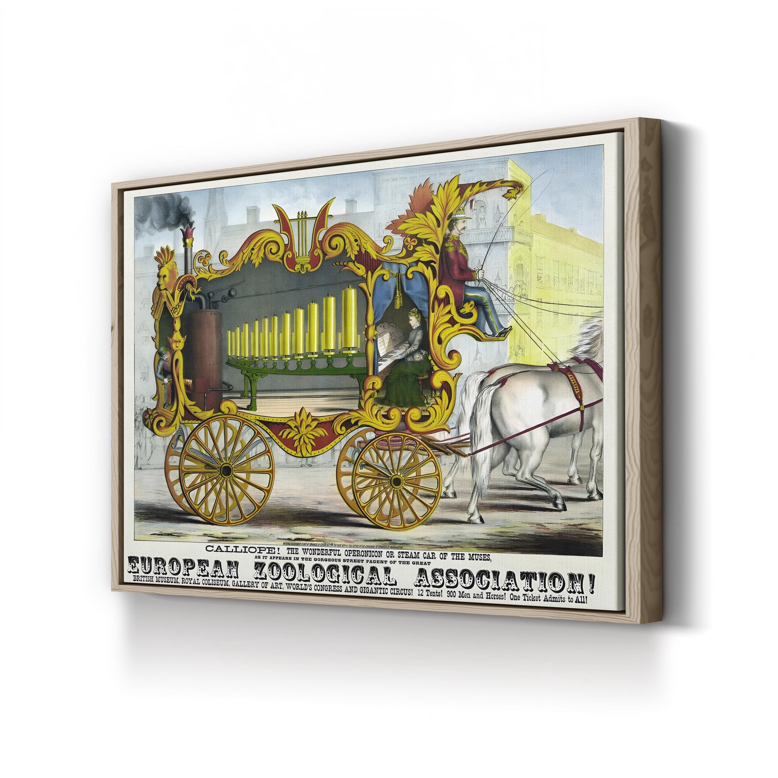Circus Steam Organ Calliope – Period Illustration Wall Art | Retro Circus Poster Canvas Print