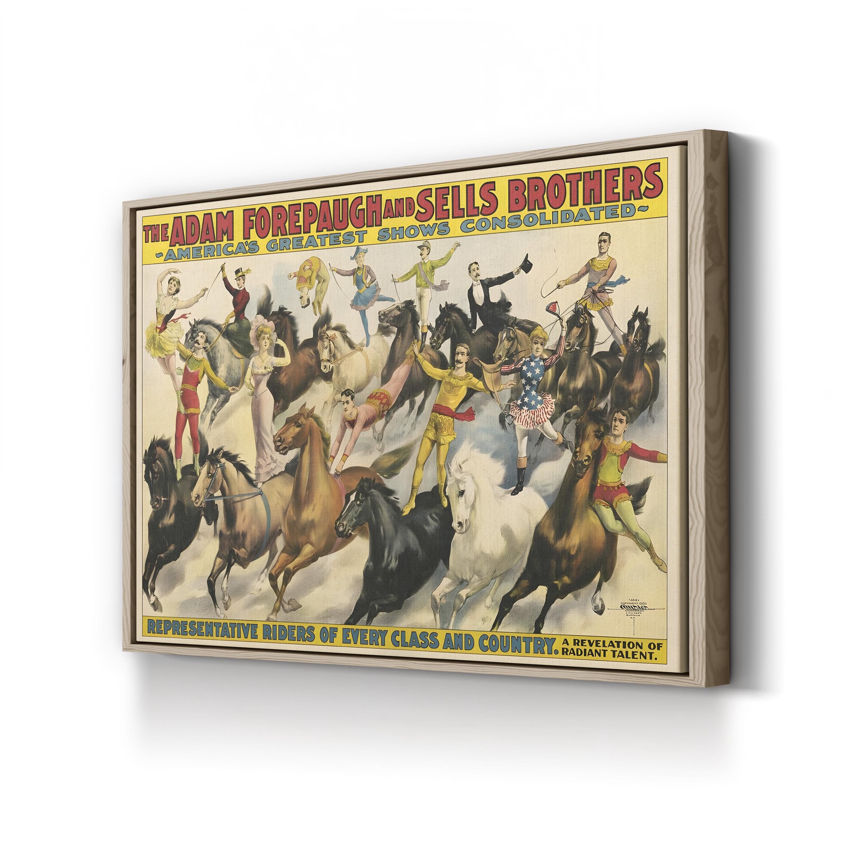 Vintage Adam Forepaugh Circus Poster Canvas Print: 19th Century American Circus Art
