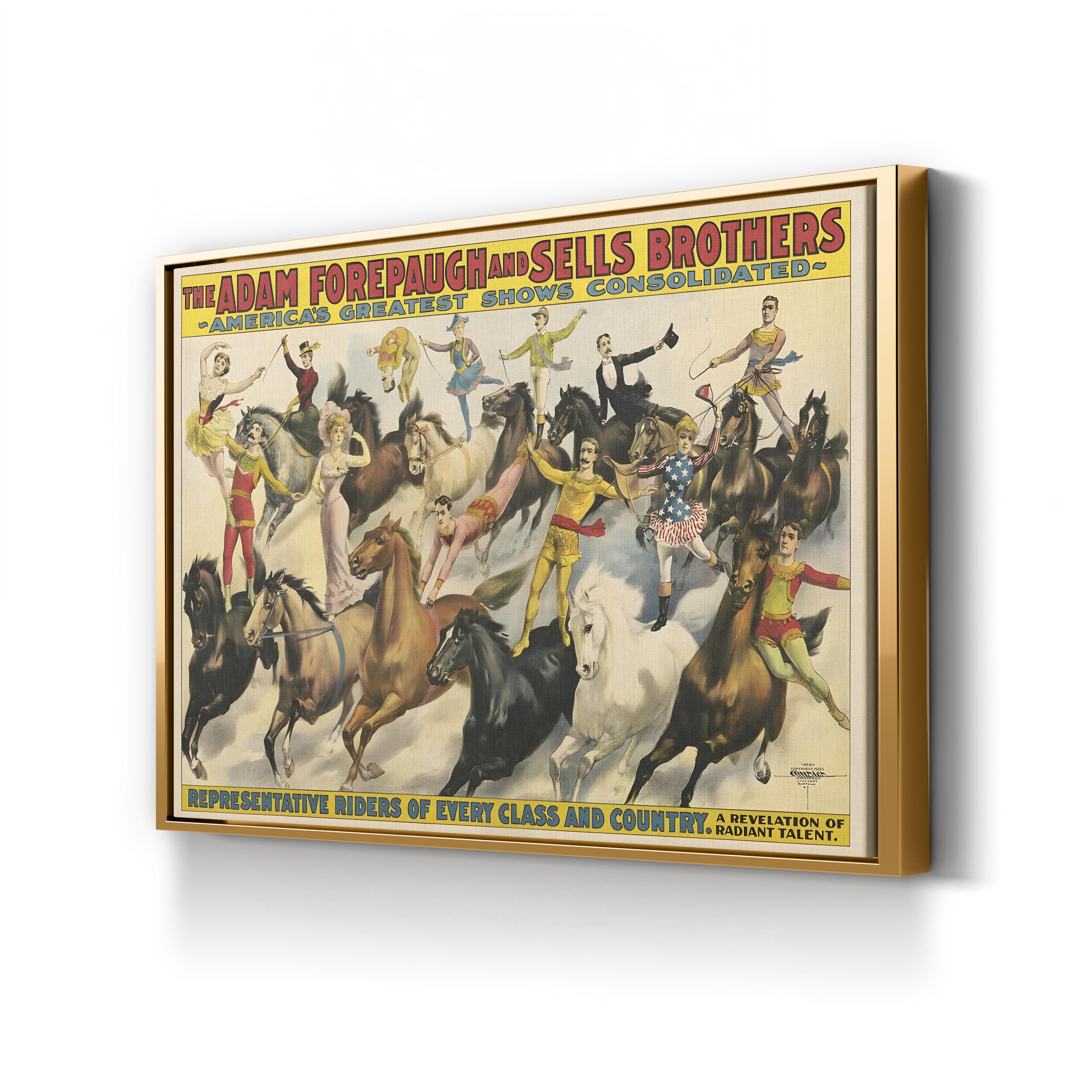 Vintage Adam Forepaugh Circus Poster Canvas Print: 19th Century American Circus Art