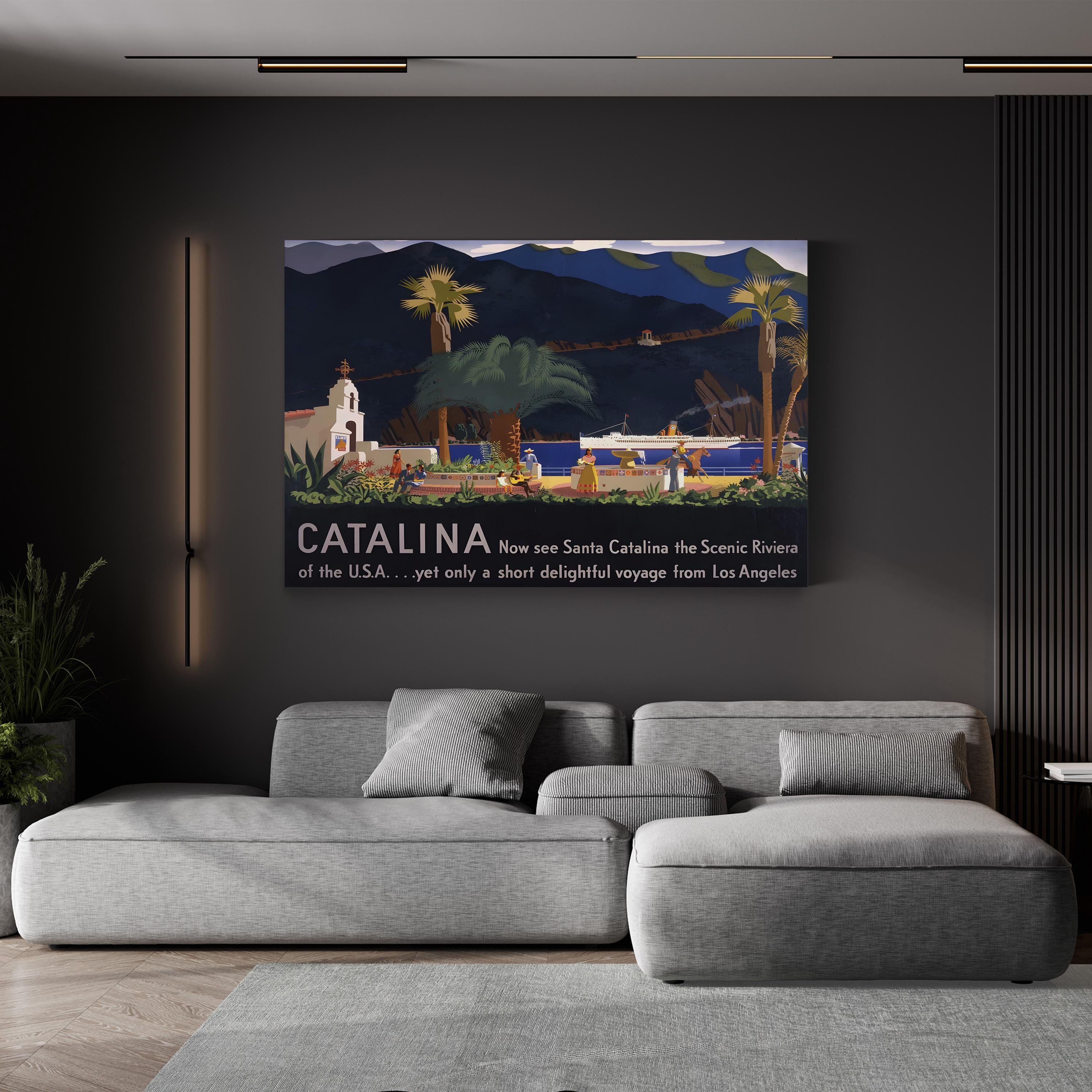 Santa Catalina Island, 1935 – Period Illustration Wall Art | California Travel Canvas Print