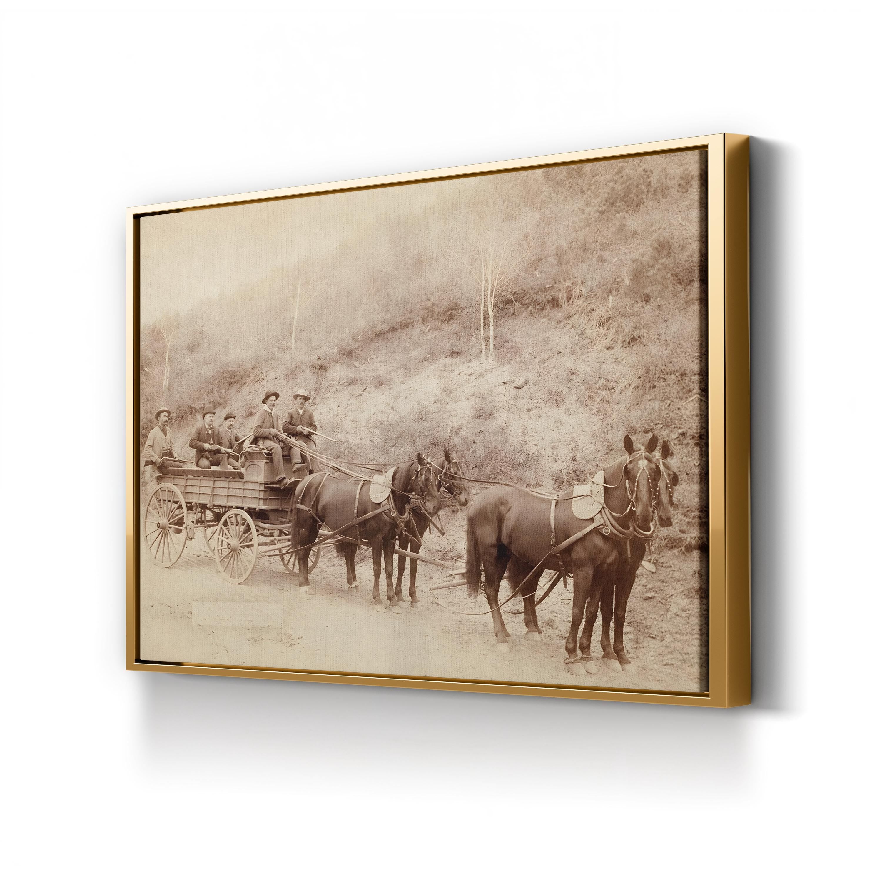 Old West Express Wagon canvas print in Gold Framed Canvas