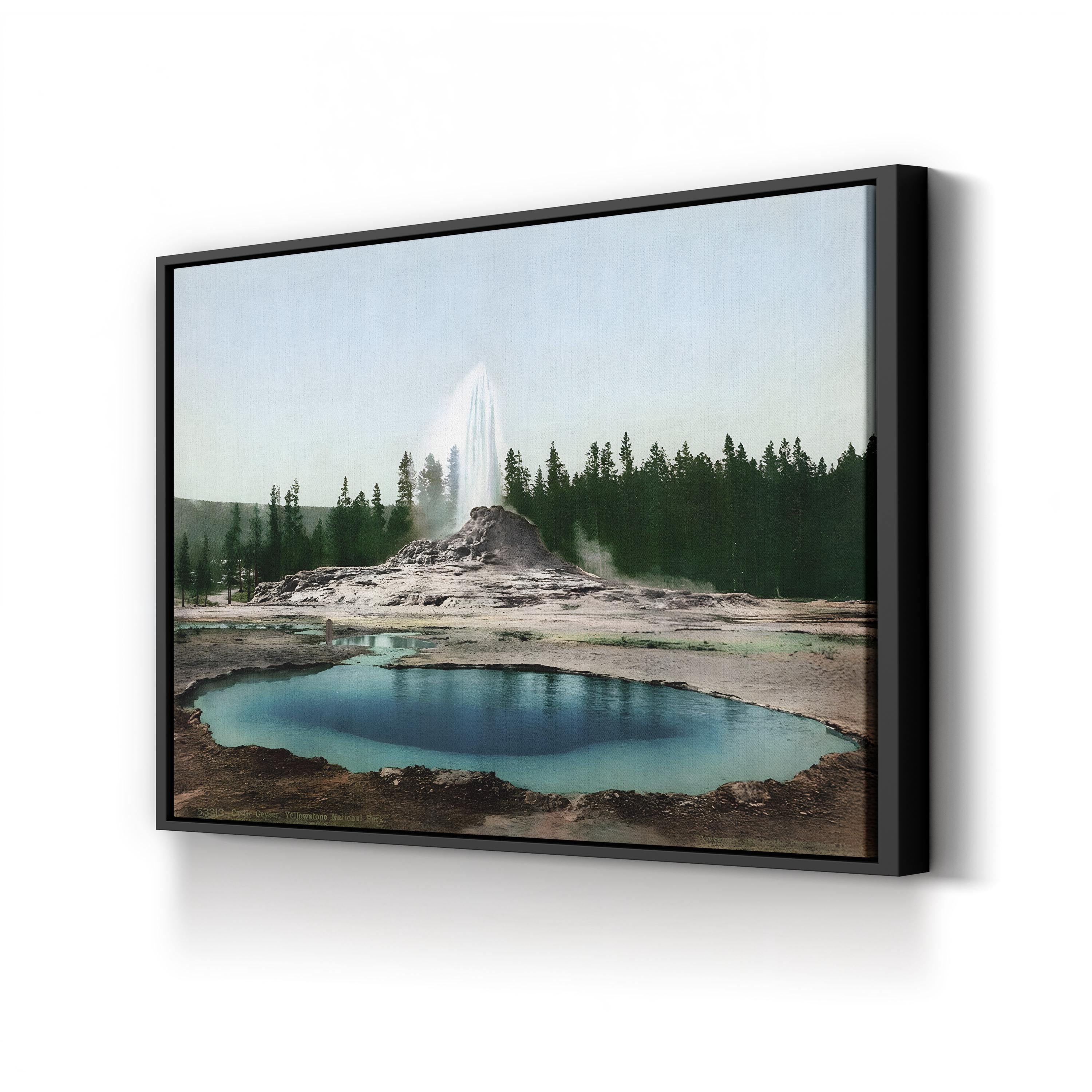 Castle Geyser, Yellowstone National Park, c. 1898 by William Henry Jackson canvas print in a black frame