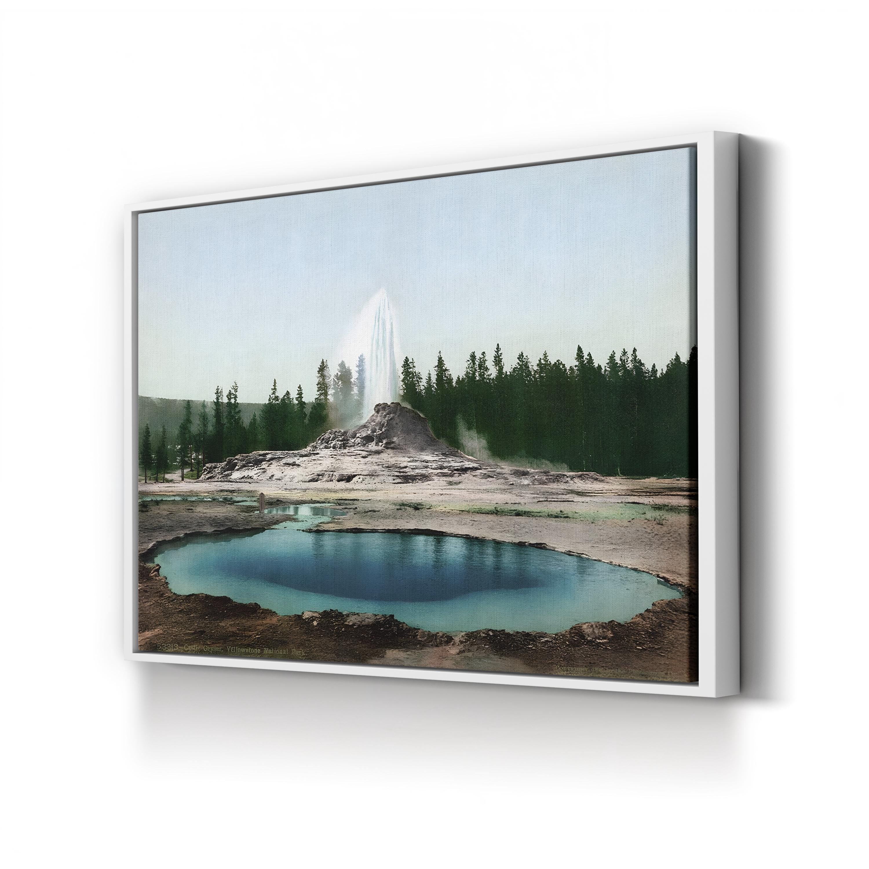 Castle Geyser, Yellowstone National Park, c. 1898 by William Henry Jackson canvas print in a gold frame