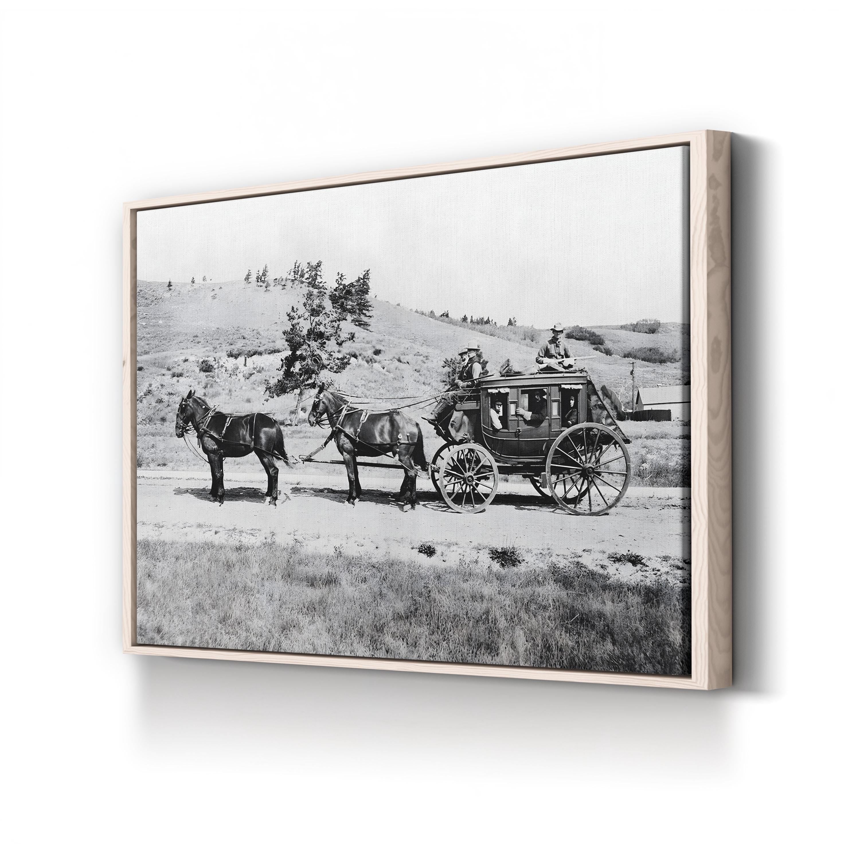 Vintage Stagecoach in Motion – Period Illustration Wall Art | Rustic Western Canvas Print