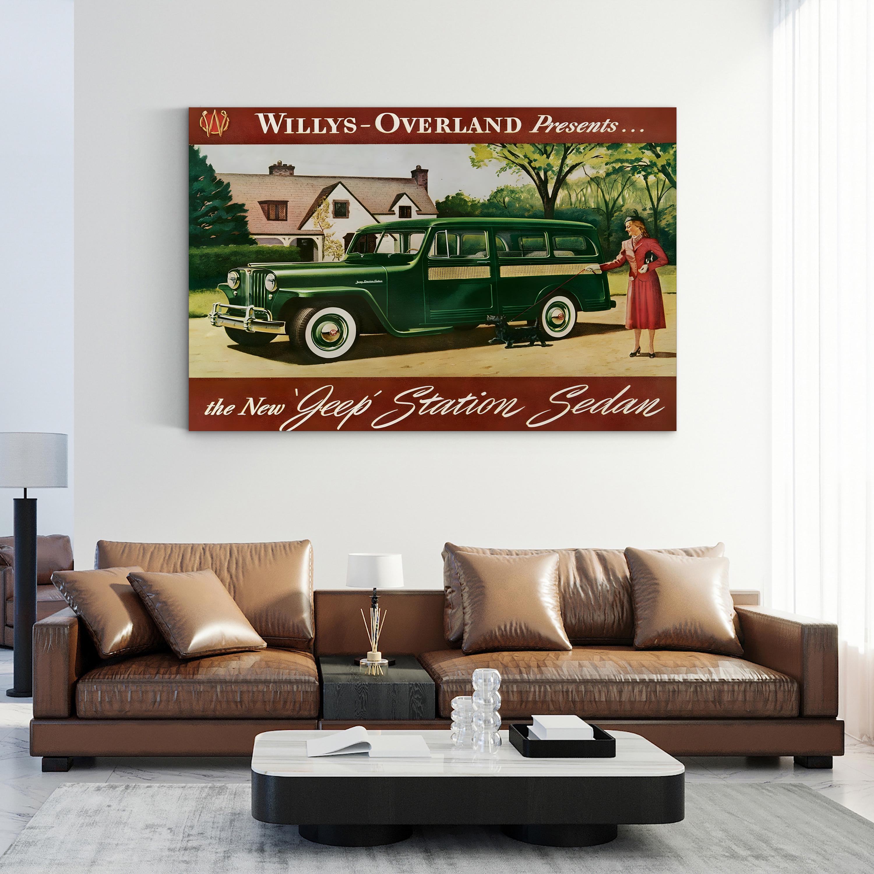 Willys Magazine Advert Detail, 1940s – Period Advertisement Wall Art | American Automotive Canvas Print