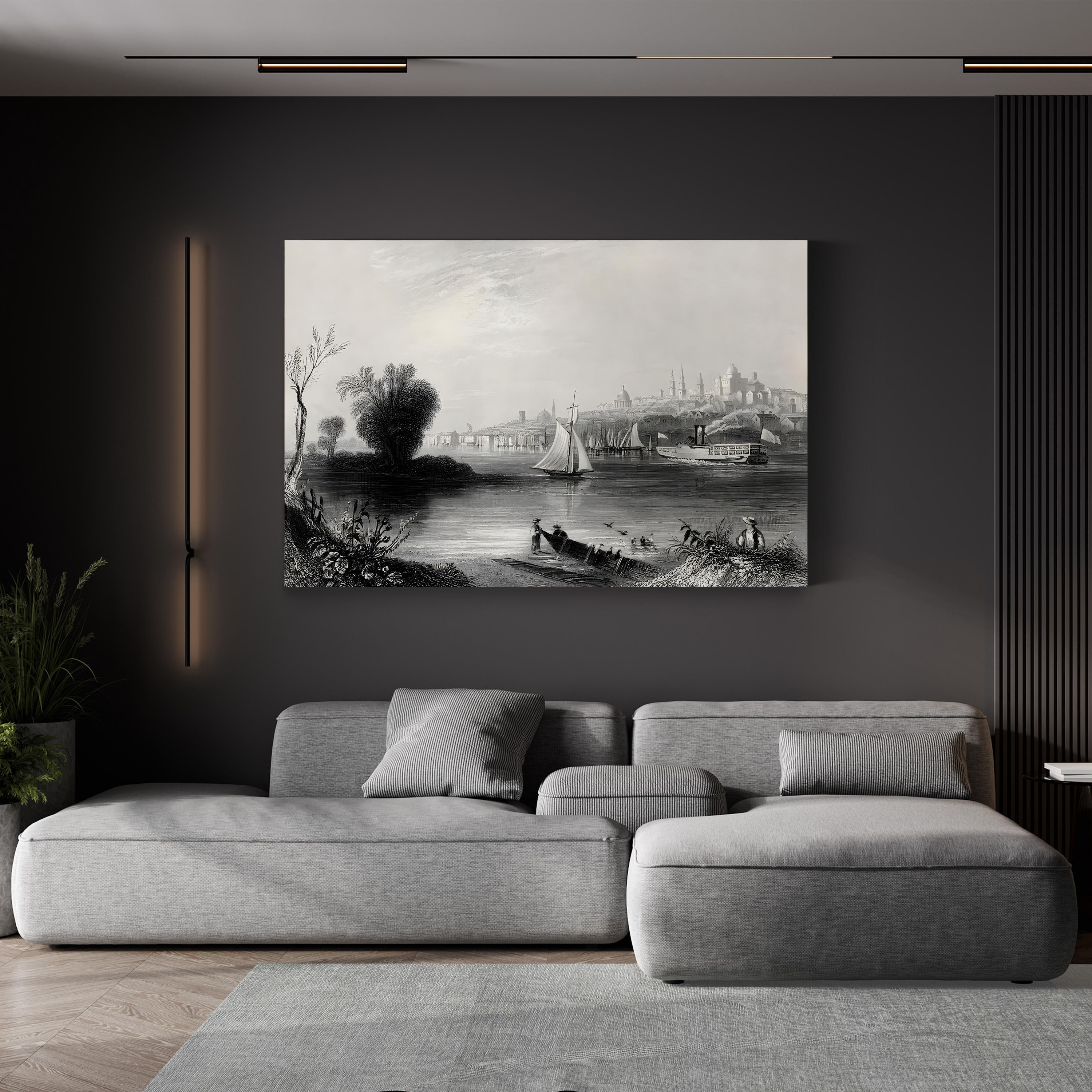 Albany, New York, USA in the 19th Century Wall Art — Vintage Hudson River Cityscape Print