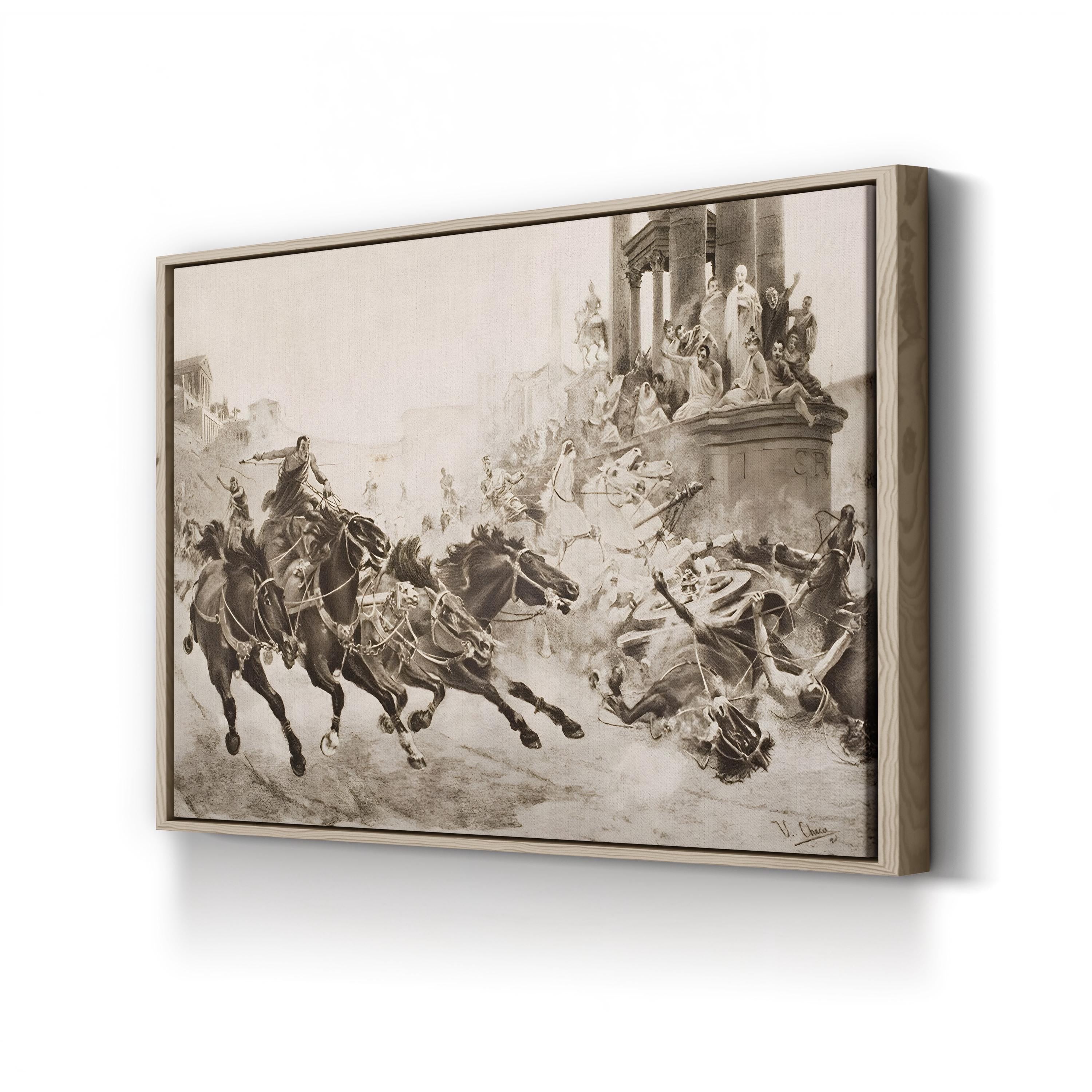 A Roman Chariot Race, Ancient Rome, Italy — Classical Historical Illustration Wall Art by U. Checa