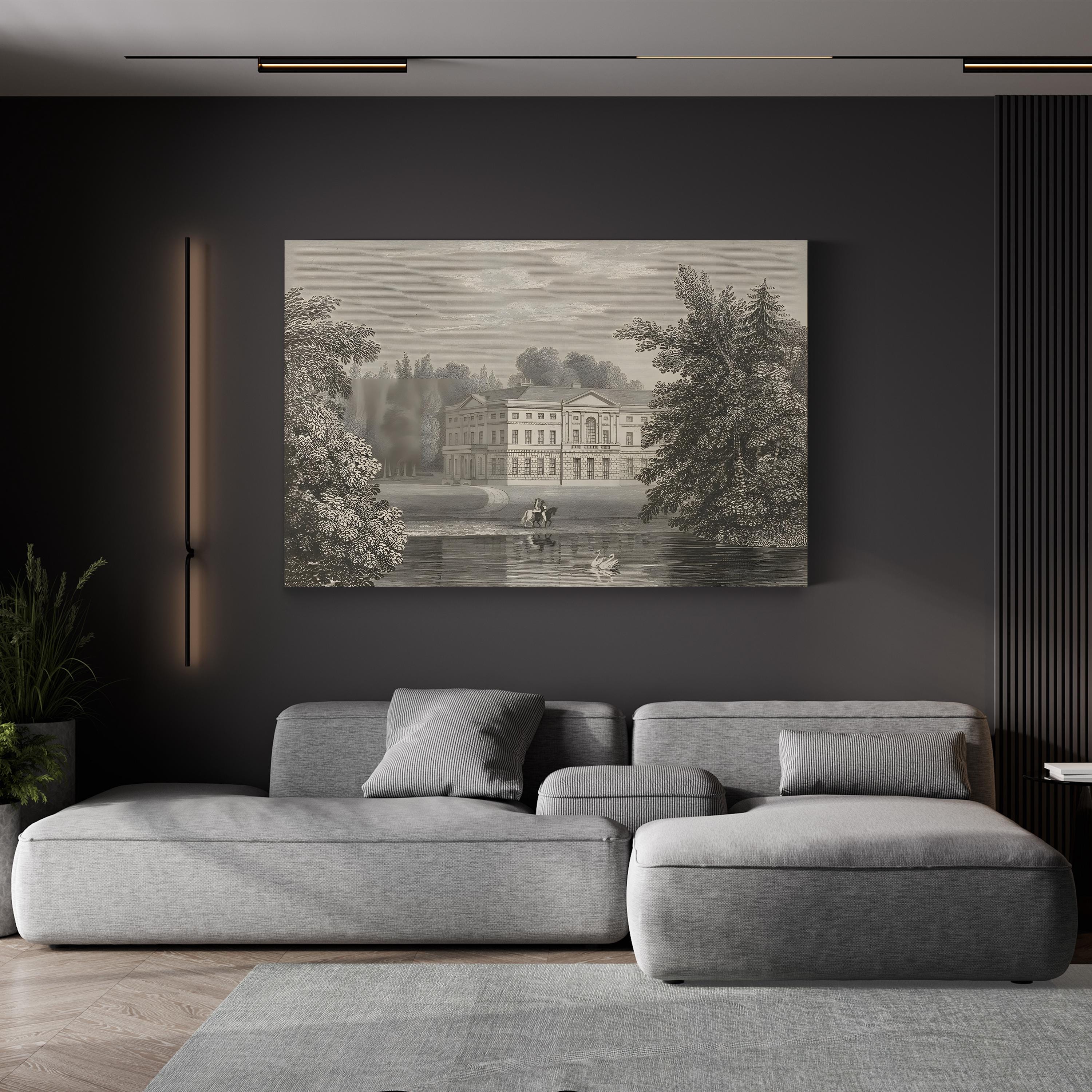 Busbridge Estate Drawing II, Surrey, England — Vintage Architectural Landscape Wall Art by Wild Apple Portfolio