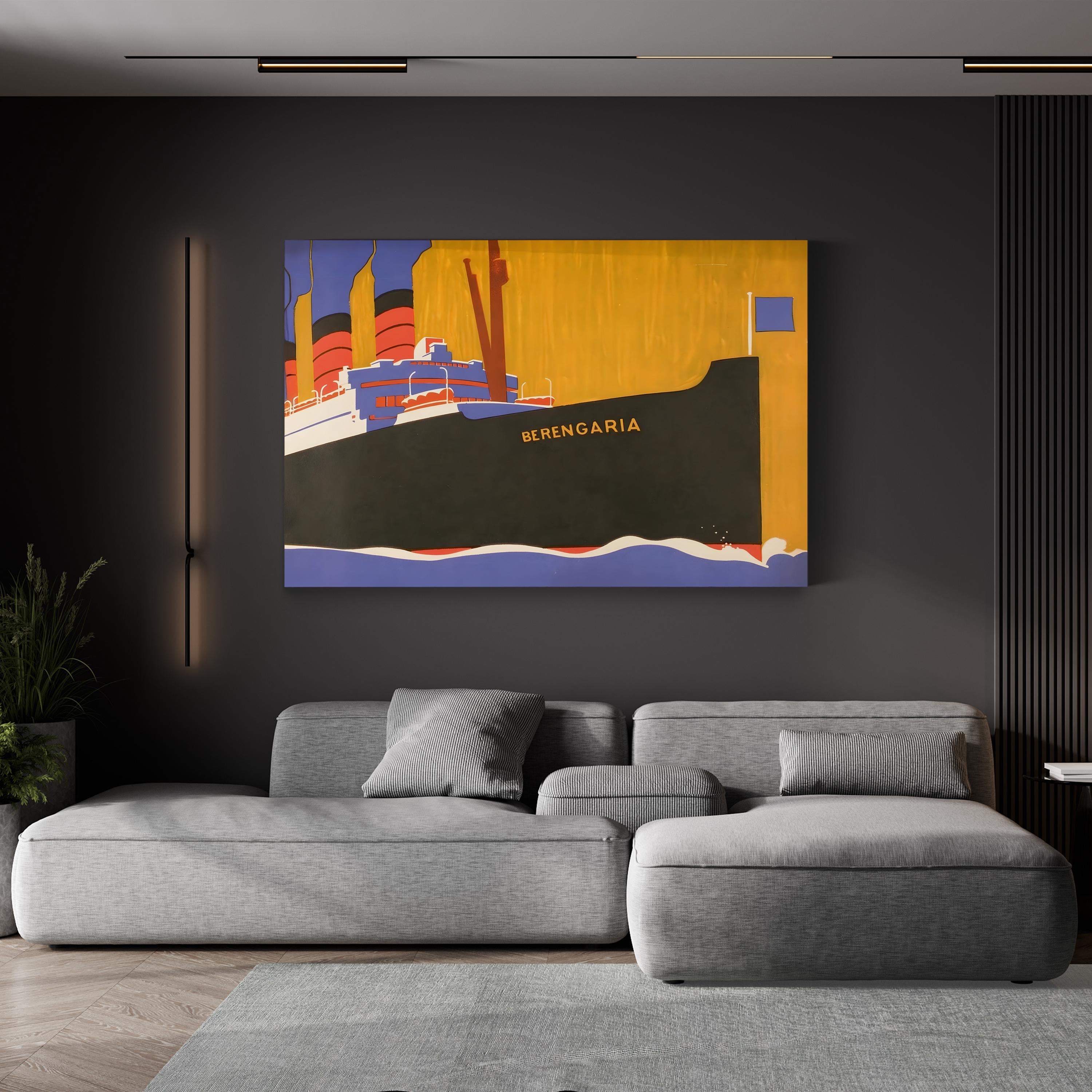 Cunard Line Promotional Brochure for Berengaria, by Louis Fancher canvas print in Gallery Canvas frame