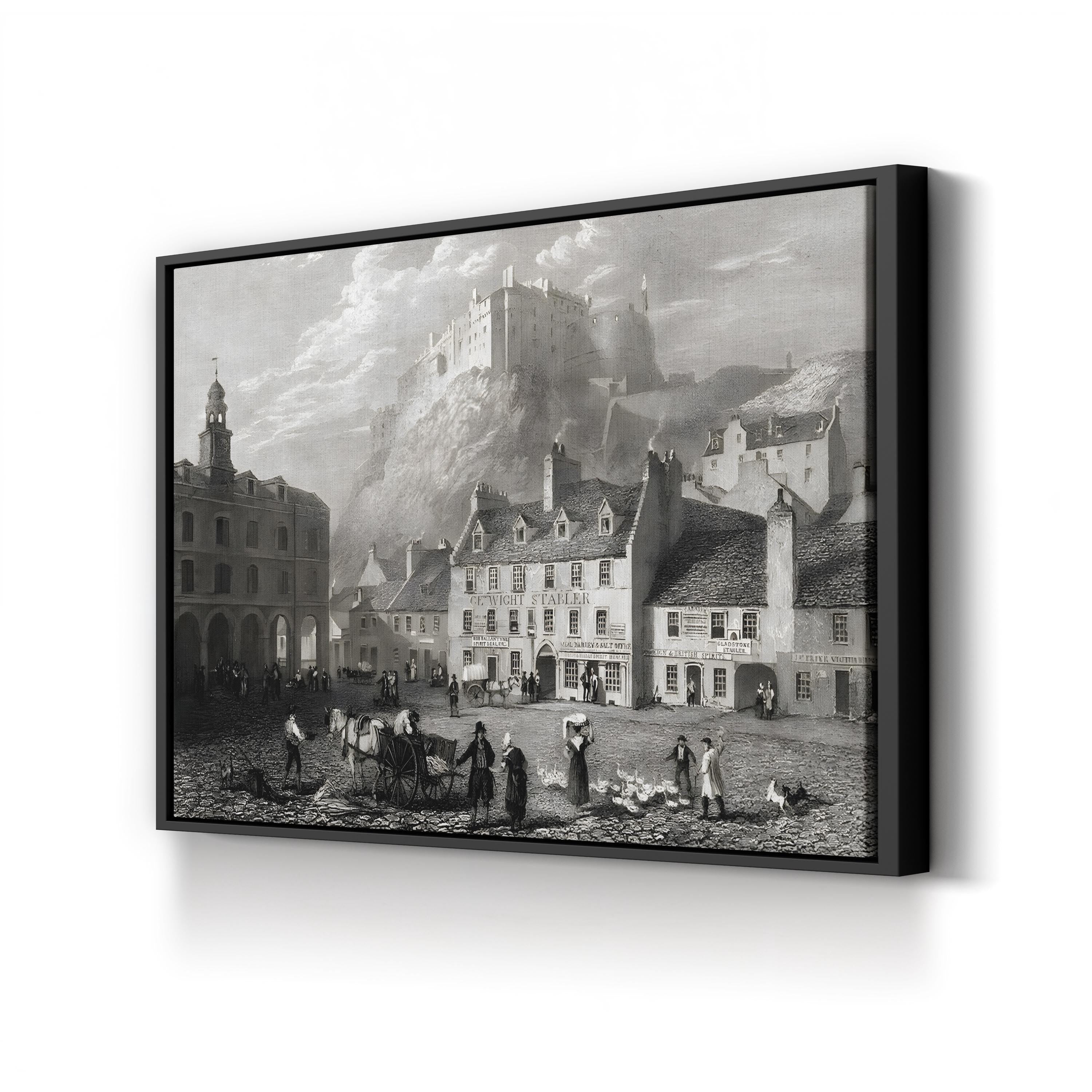 Edinburgh Castle from the Grassmarket, Edinburgh, Scotland Wall Art — 1832 Robert Batty Topographical Engraving
