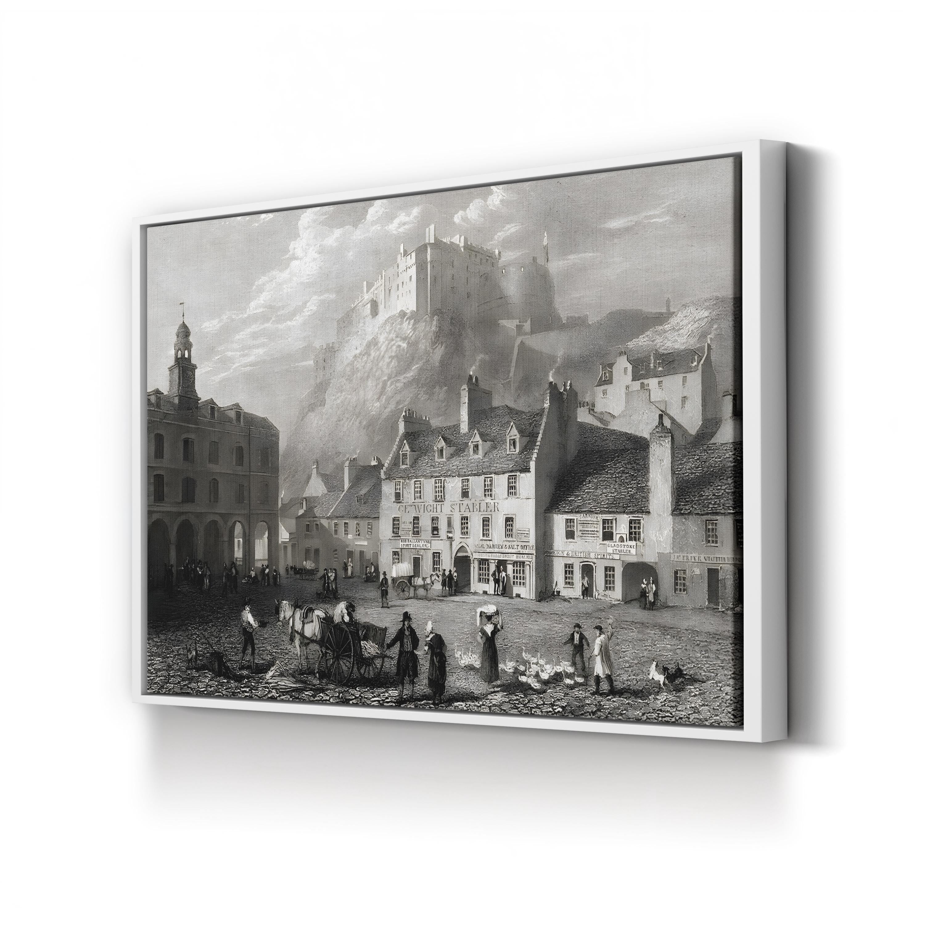 Edinburgh Castle from the Grassmarket, Edinburgh, Scotland Wall Art — 1832 Robert Batty Topographical Engraving