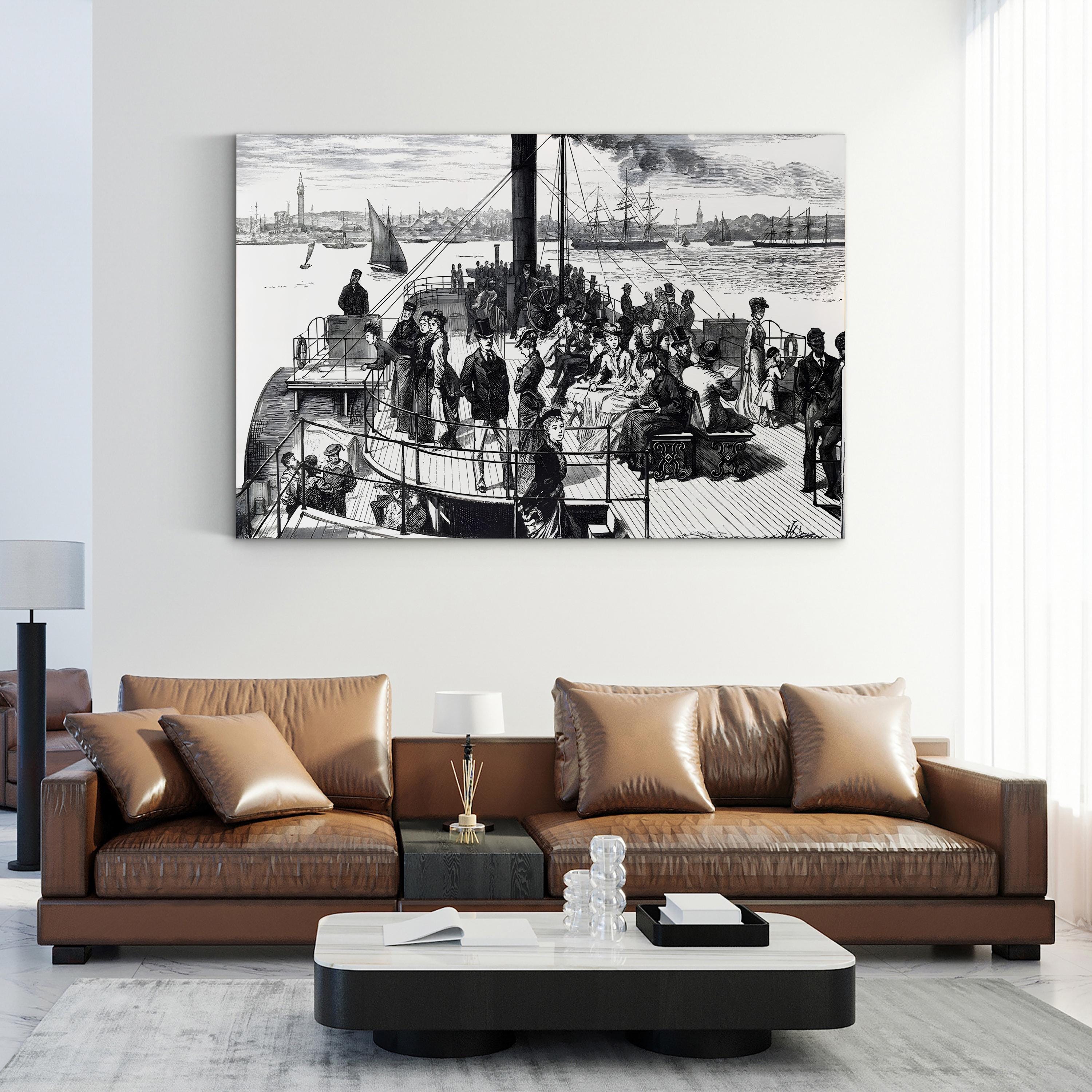 Ferry Crossing the Mersey, Liverpool, England Wall Art — 19th Century Maritime Engraving | Photography, UIG