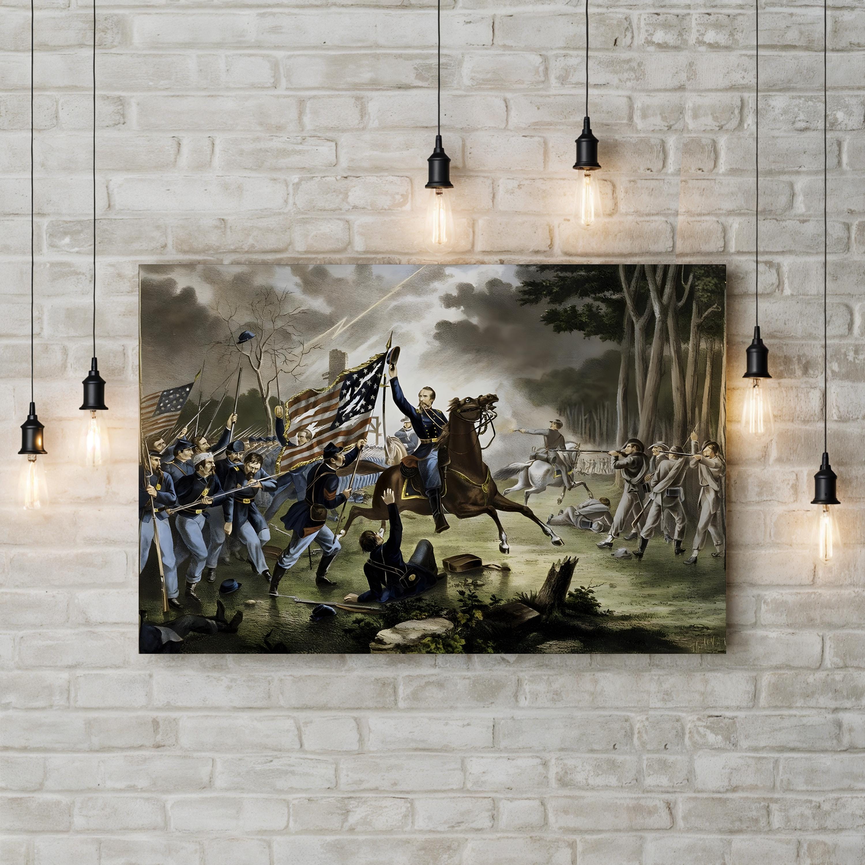 General Philip Kearny’s Fatal Charge at the Battle of Chantilly Wall Art — Civil War Historical Print