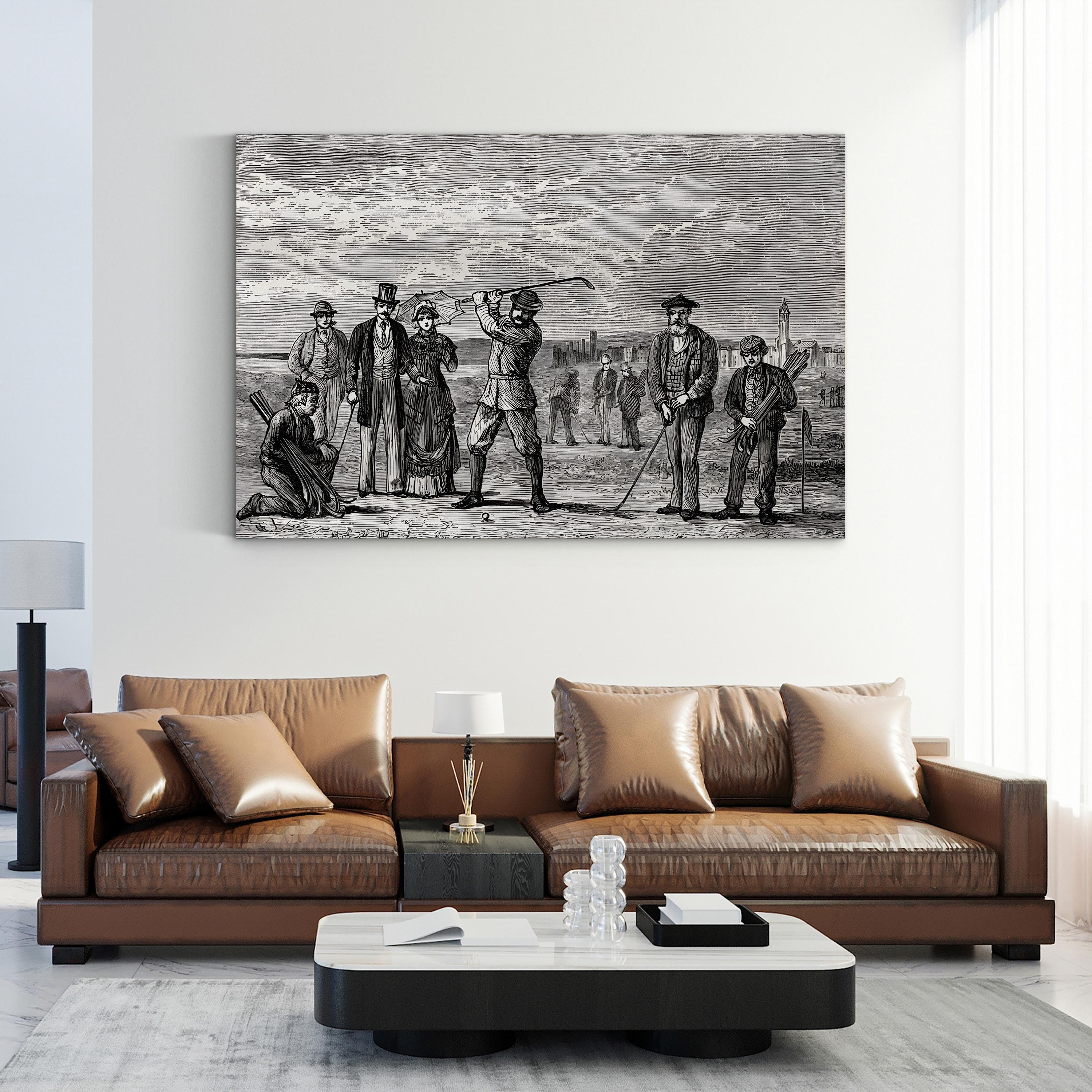 Golfers on St Andrews Links, Fife Scotland 1898 Wall Art — Vintage Scottish Golf Illustration