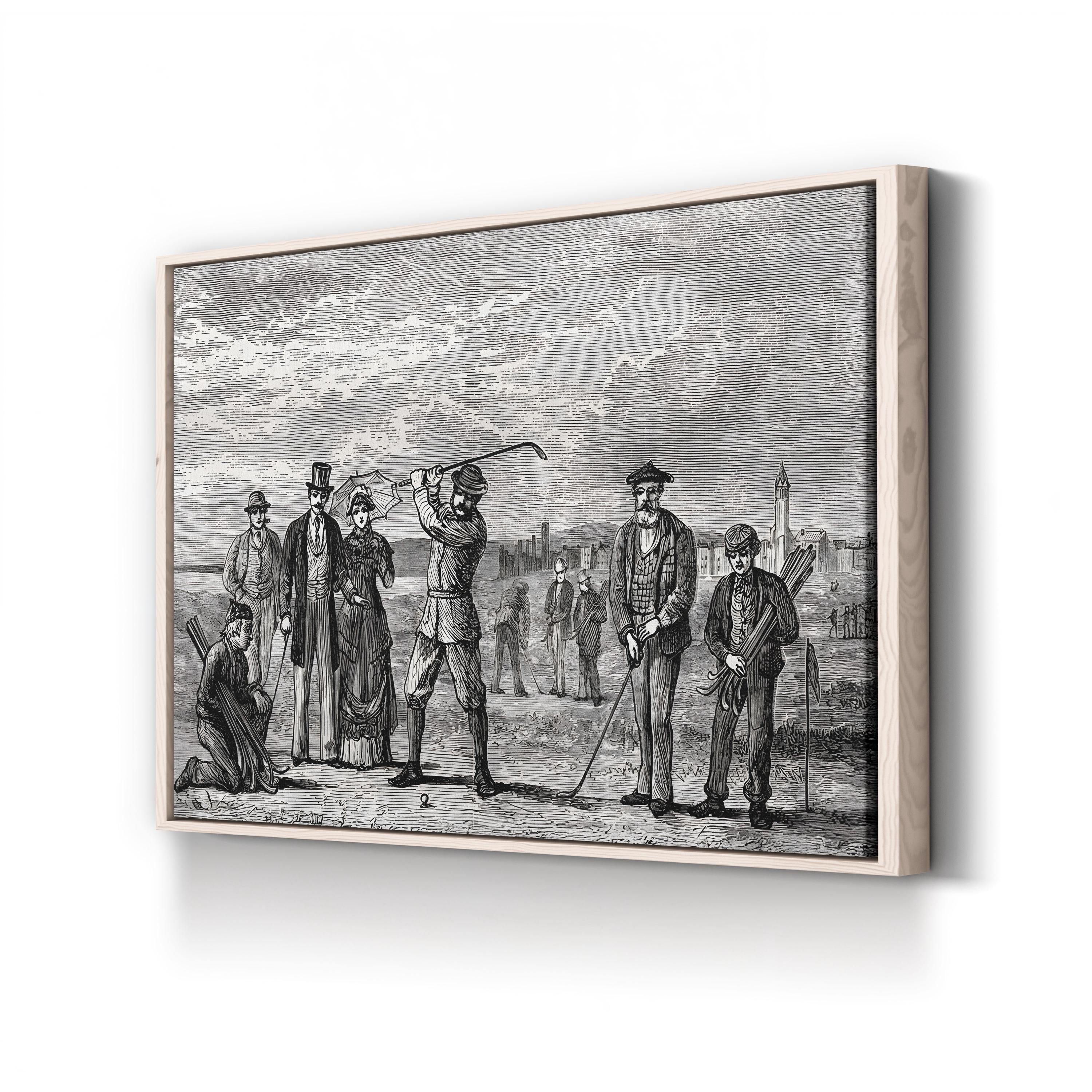 Golfers on St Andrews Links, Fife Scotland 1898 Wall Art — Vintage Scottish Golf Illustration