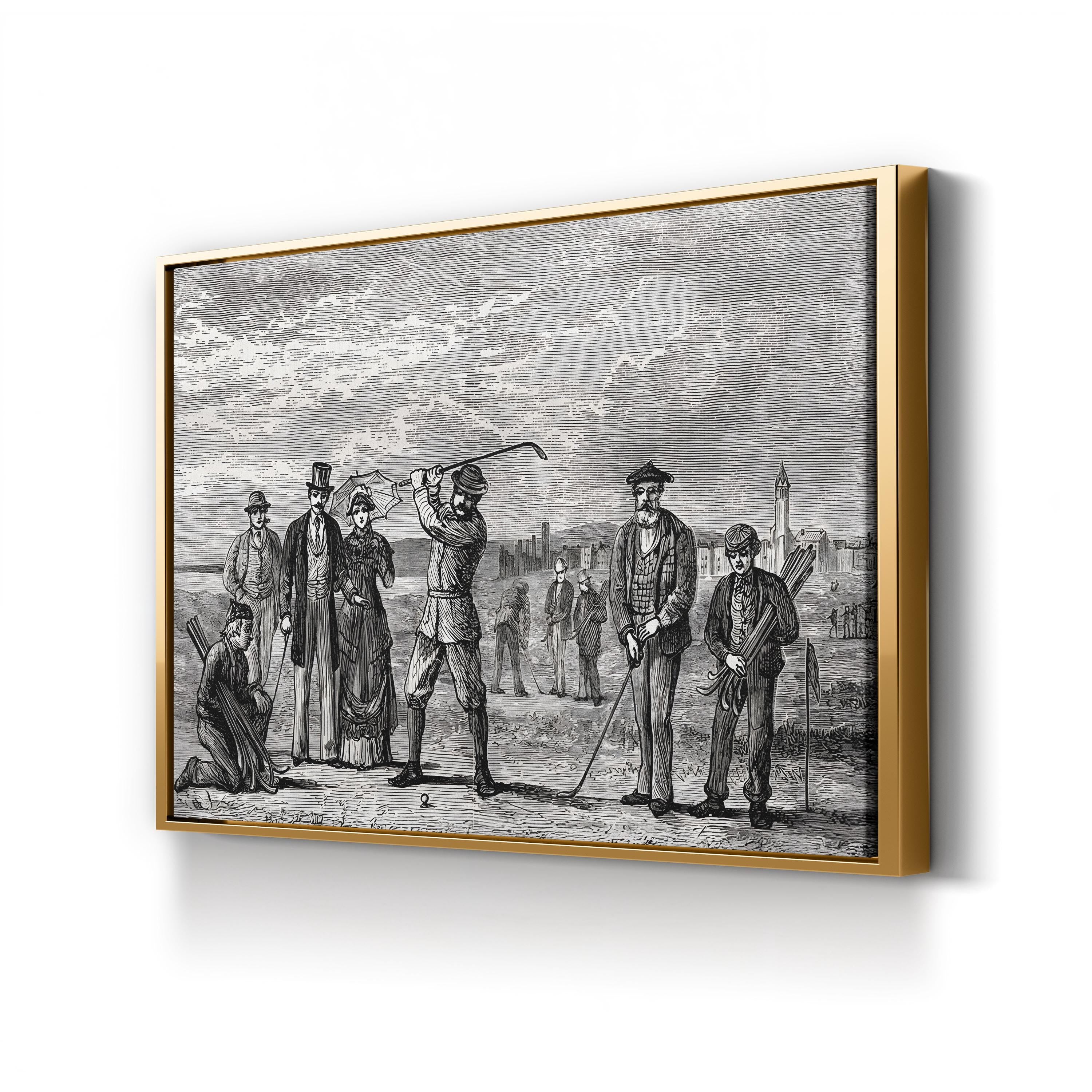 Golfers on St Andrews Links, Fife Scotland 1898 Wall Art — Vintage Scottish Golf Illustration