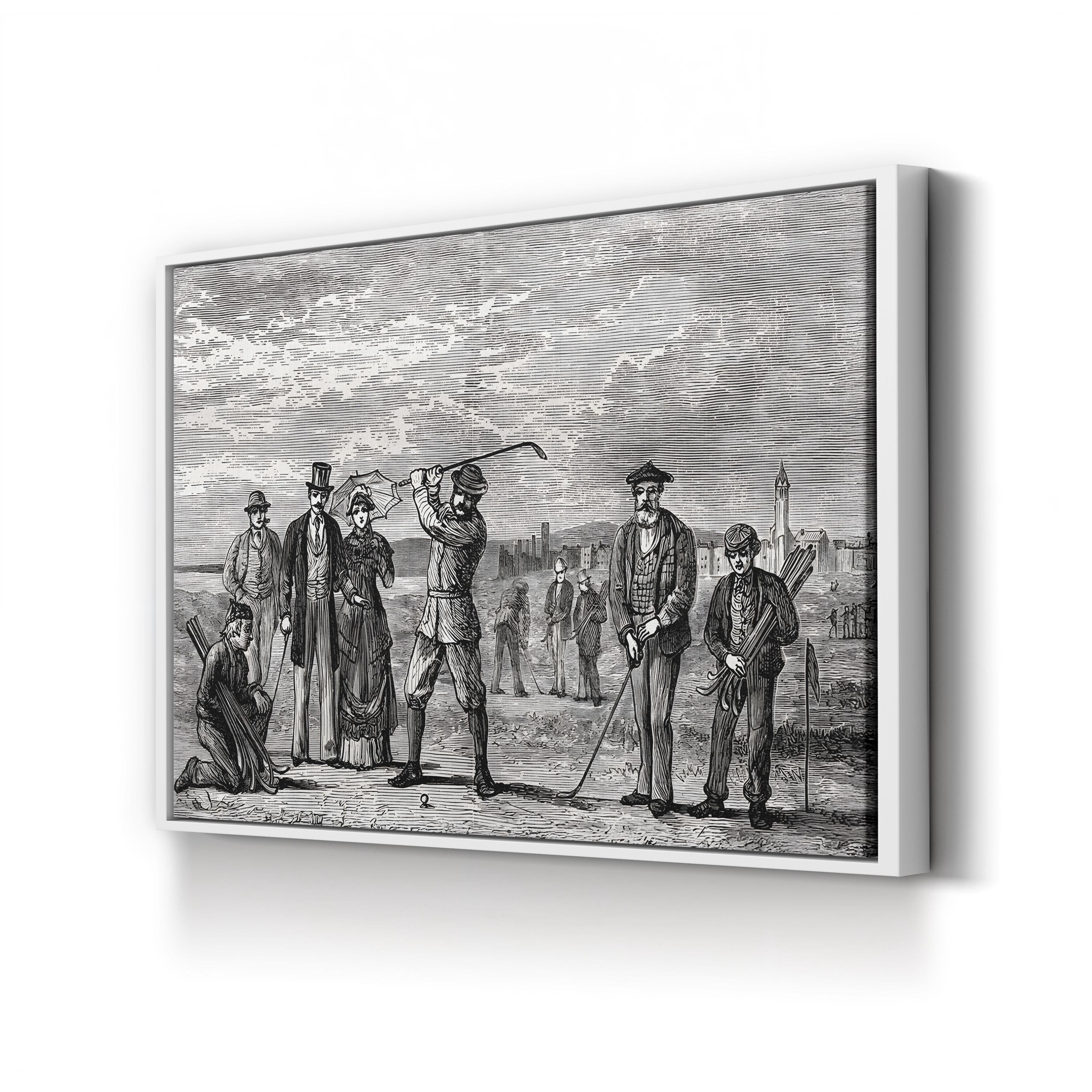 Golfers on St Andrews Links, Fife Scotland 1898 Wall Art — Vintage Scottish Golf Illustration