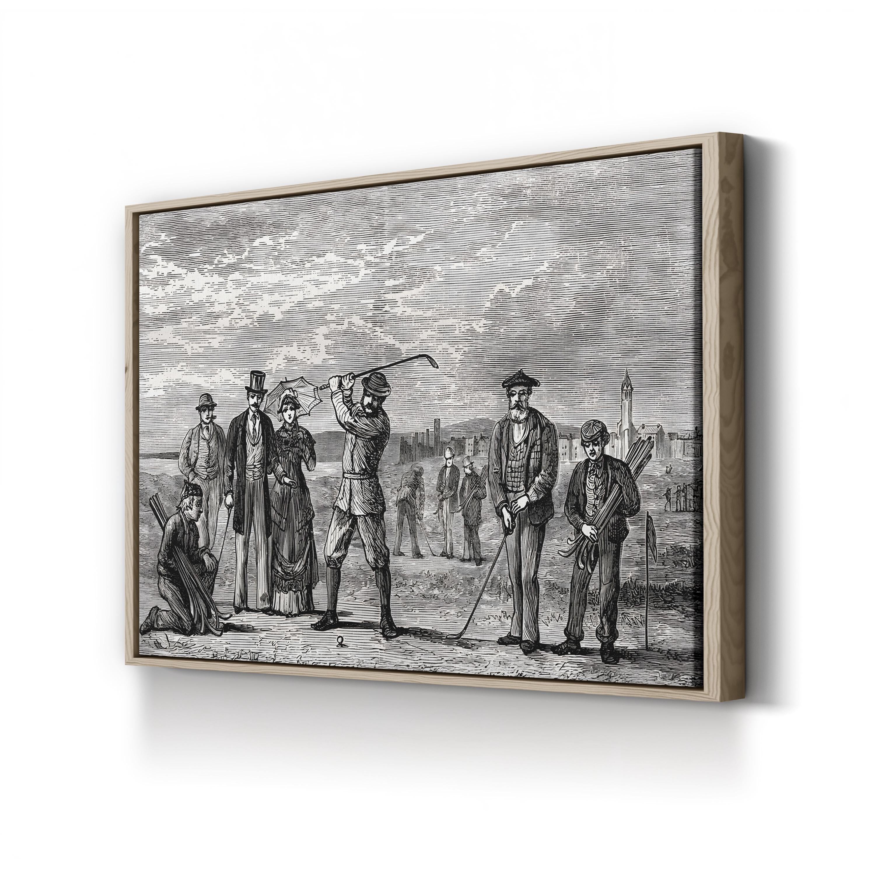 Golfers on St Andrews Links, Fife Scotland 1898 Wall Art — Vintage Scottish Golf Illustration