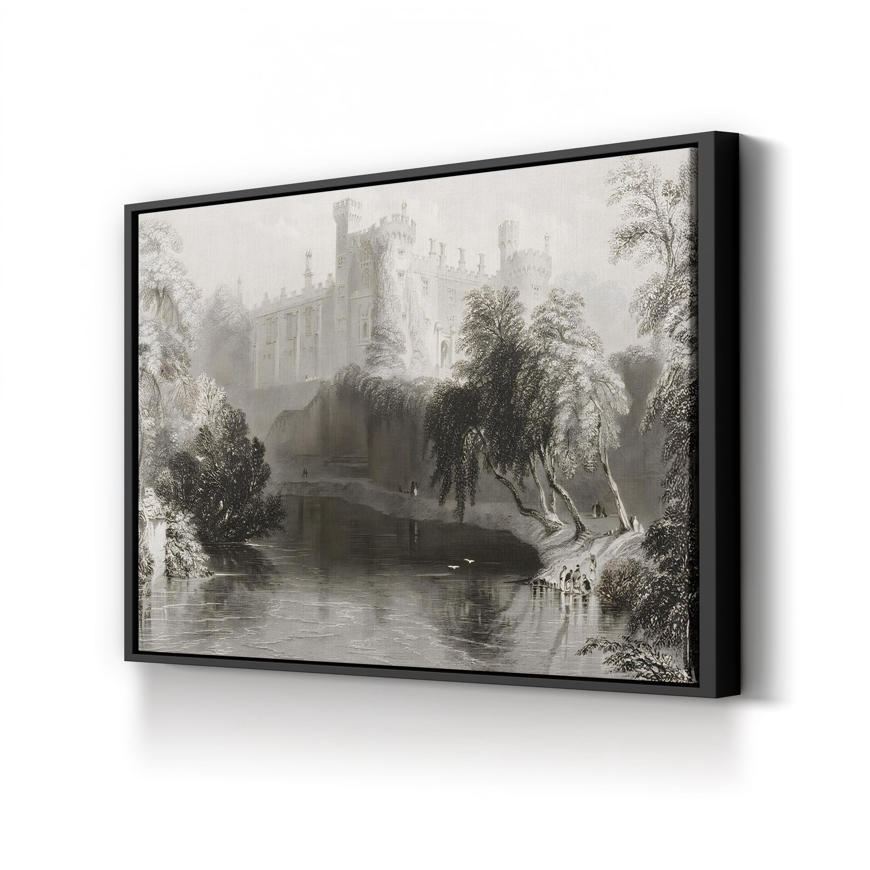 Kilkenny Castle Ireland – Vintage Photography Wall Art | Black & White Landscape Canvas Print