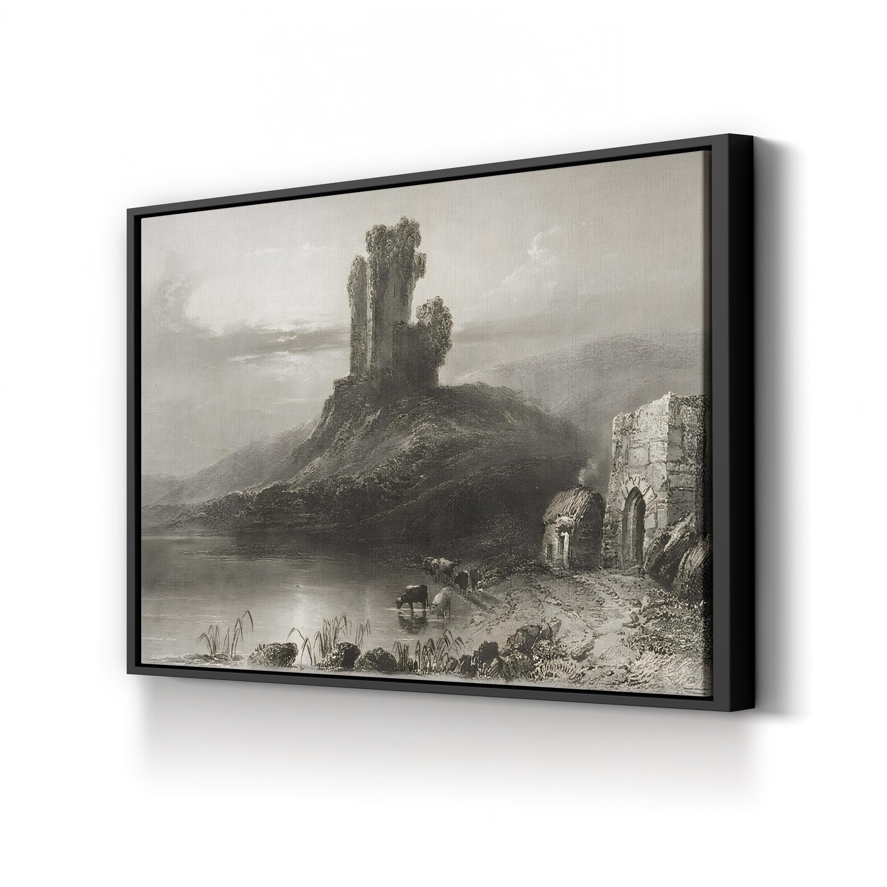 Kilcolman Castle Ruins, County Cork Ireland Wall Art — Vintage Irish Landscape Canvas Print