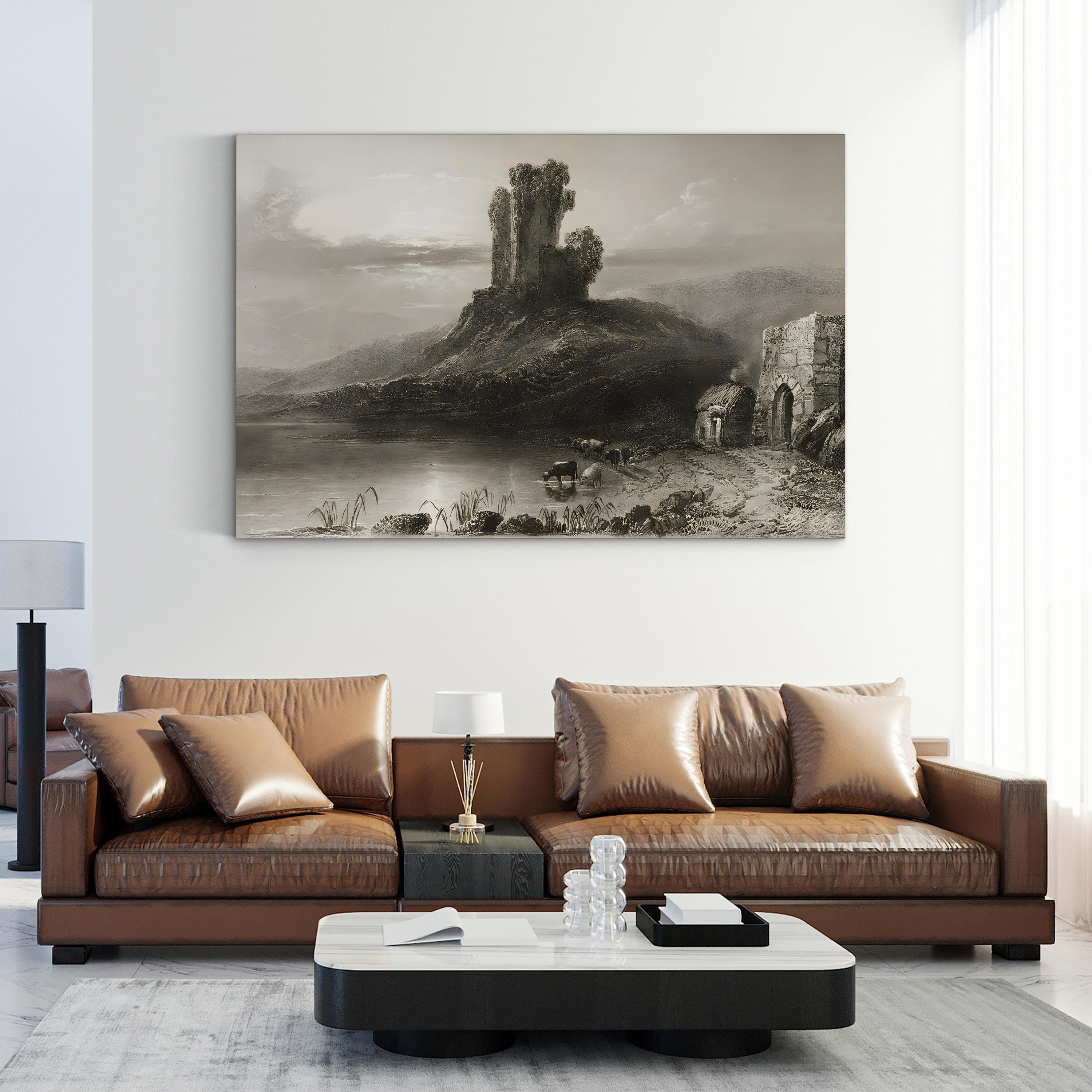 Kilcolman Castle Ruins, County Cork Ireland Wall Art — Vintage Irish Landscape Canvas Print