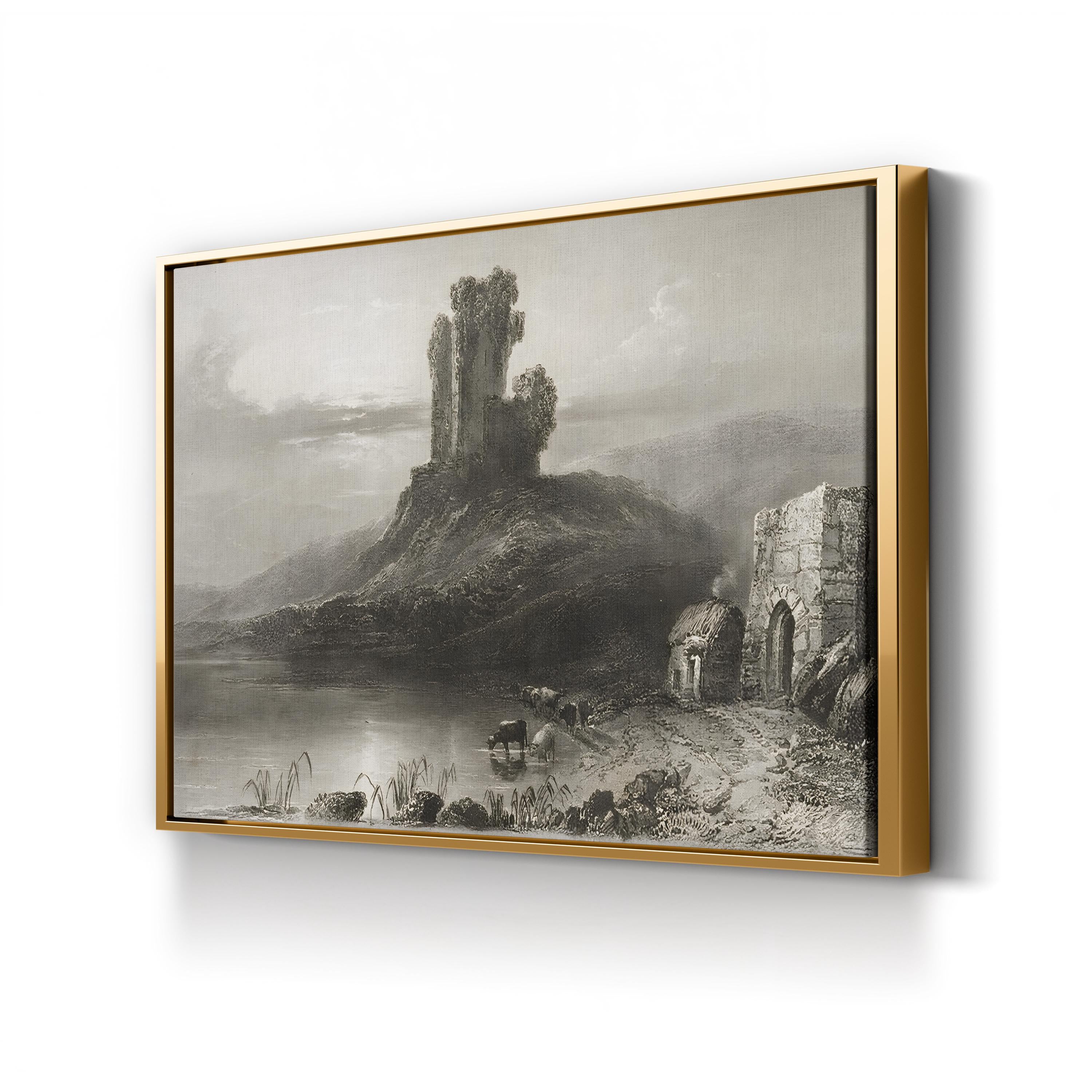 Kilcolman Castle Ruins, County Cork Ireland Wall Art — Vintage Irish Landscape Canvas Print