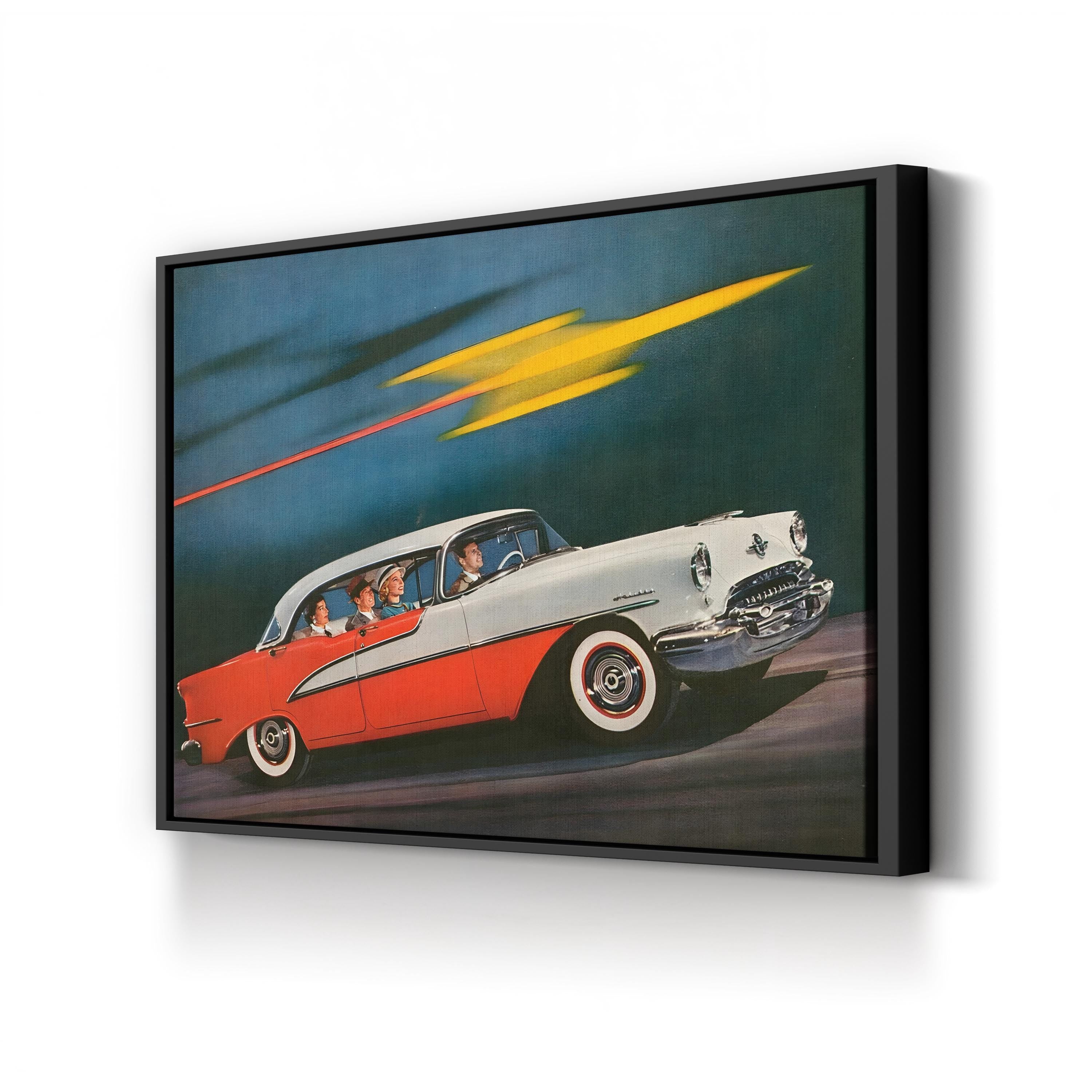 1950s Oldsmobile Red & White Ad – Period Advertisement Wall Art | Atomic Age Automotive Canvas Print