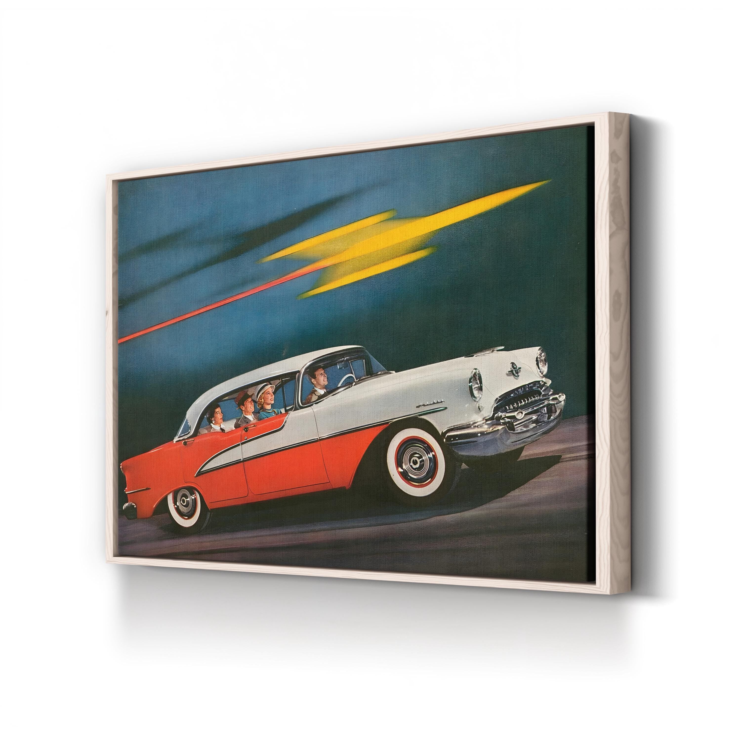 1950s Oldsmobile Red & White Ad – Period Advertisement Wall Art | Atomic Age Automotive Canvas Print