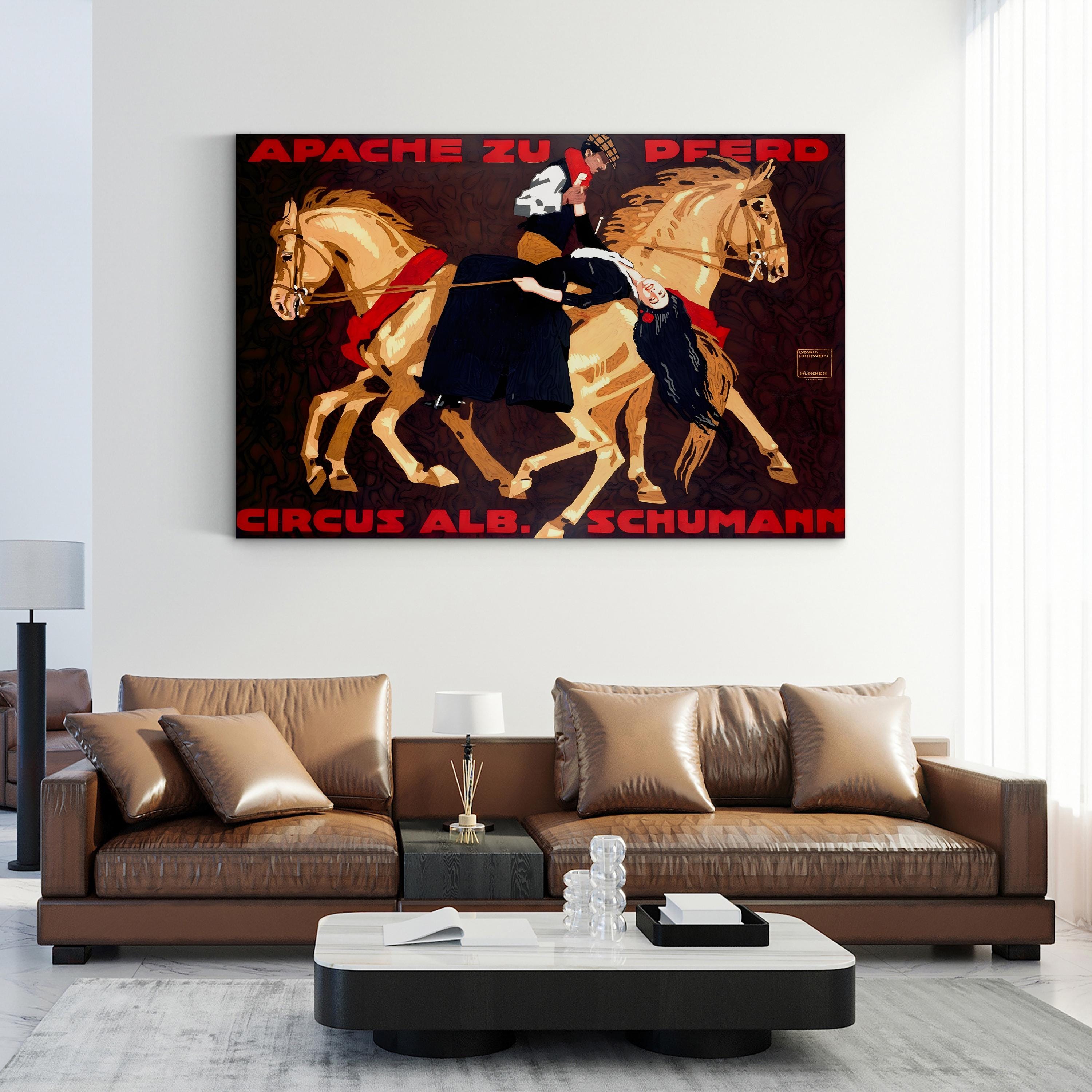 Apache Zu Pferd European Vintage Circus Advertising Poster Wall Art