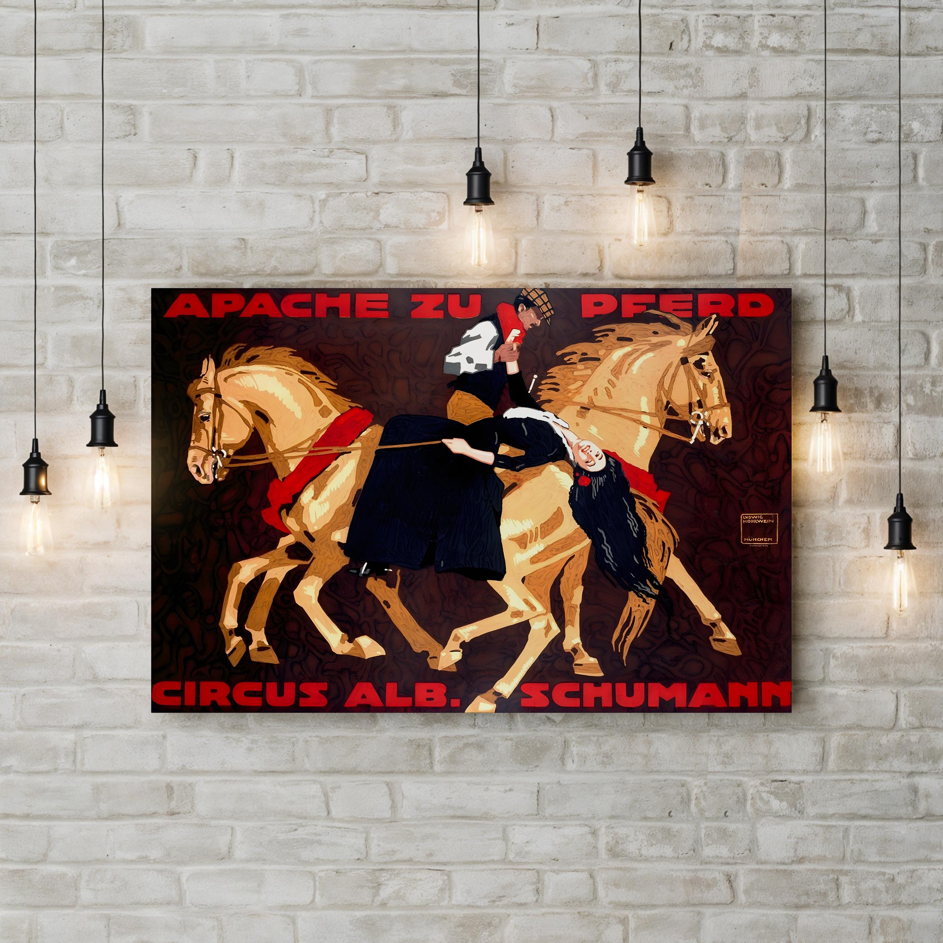 Apache Zu Pferd European Vintage Circus Advertising Poster Wall Art