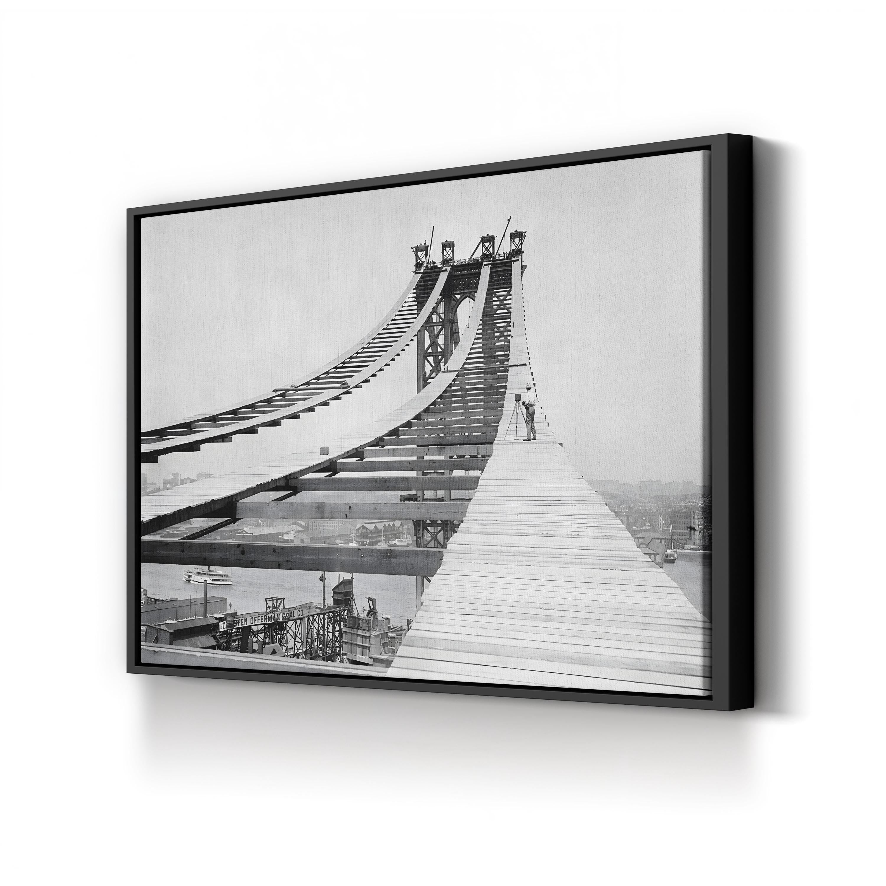 A Photographer on the Temporary Foot Path Atop the Manhattan Bridge, 1908 Wall Art