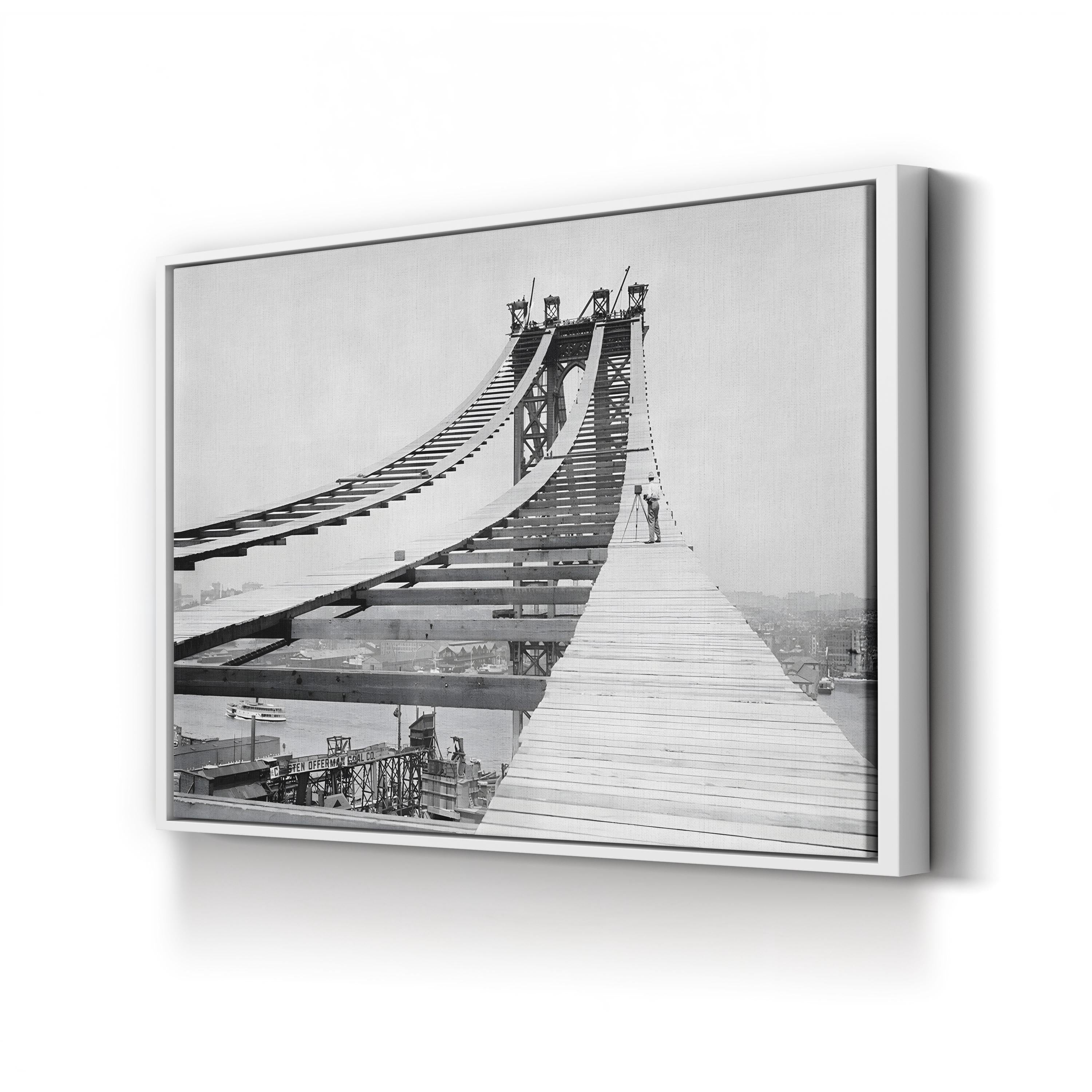 A Photographer on the Temporary Foot Path Atop the Manhattan Bridge, 1908 Wall Art