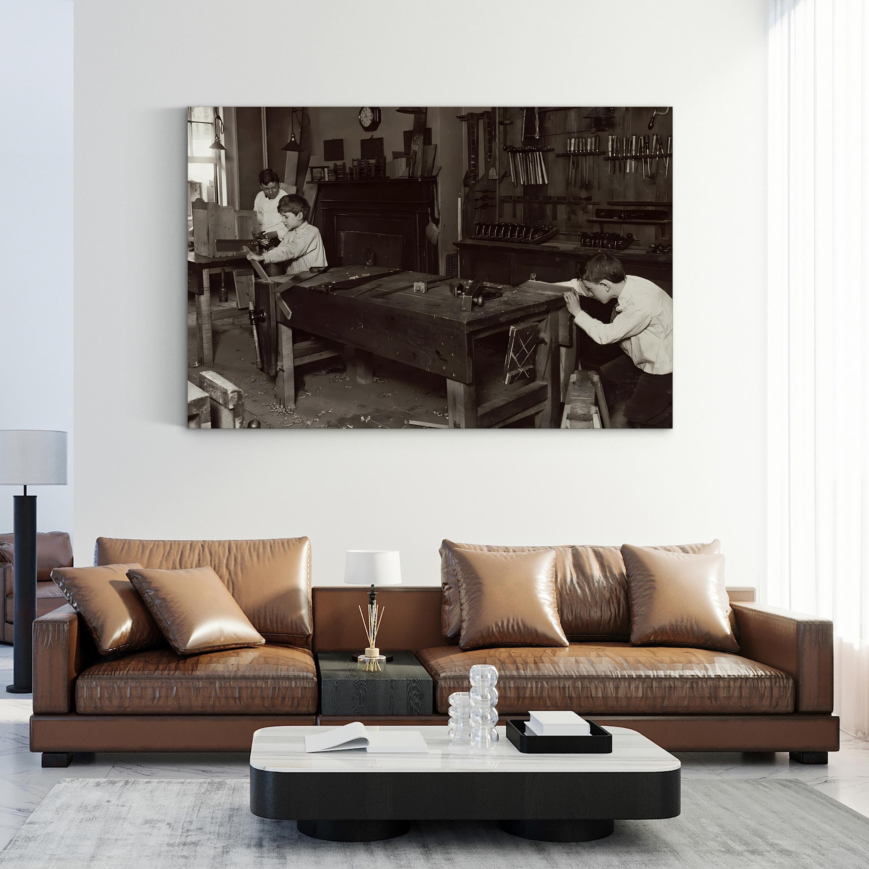 1910 Henry Street Settlement, New York Carpentry Class Photograph Print