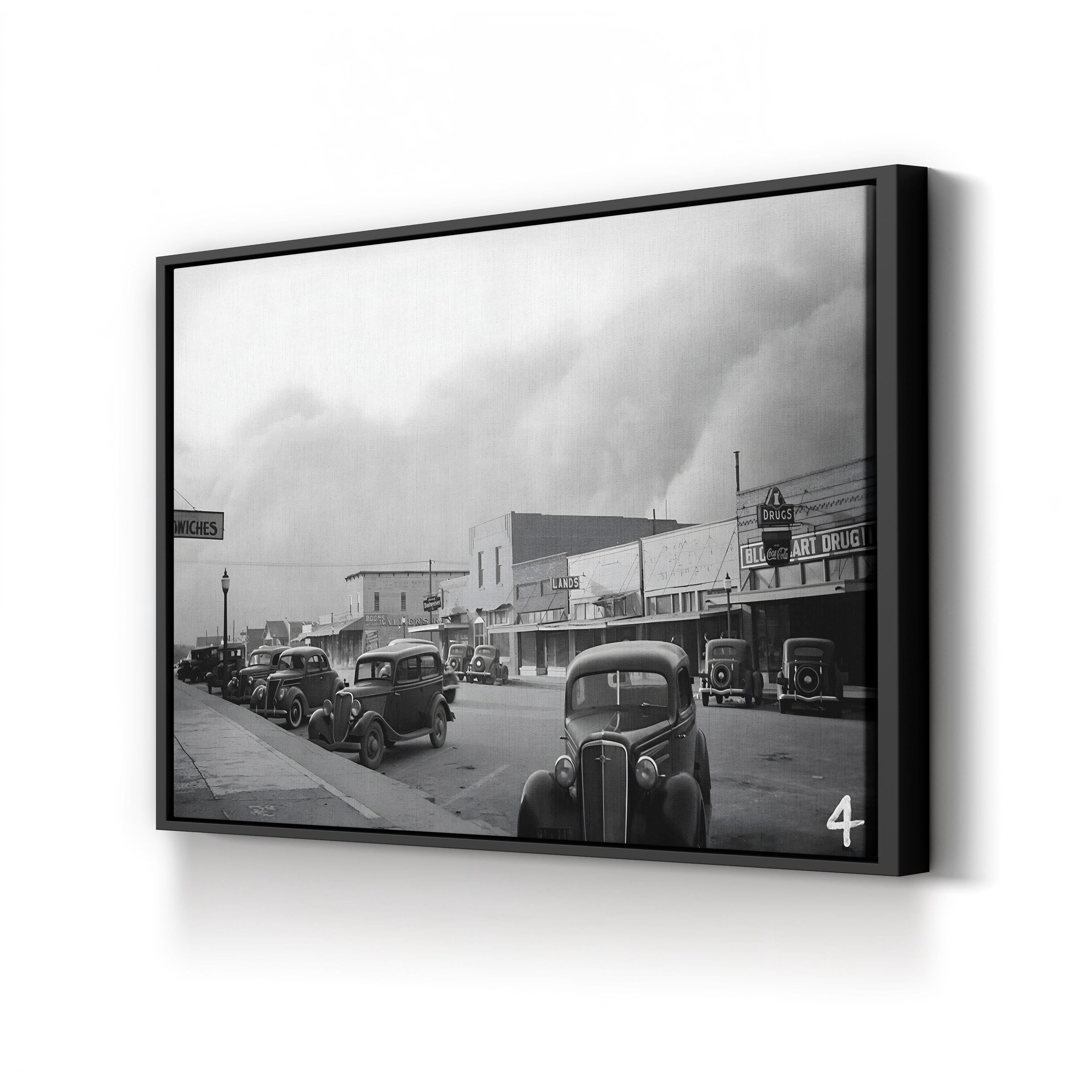 Dust Storm in Elkhart, Kansas, 1937 Wall Art – Vintage American Documentary Photography Canvas Print