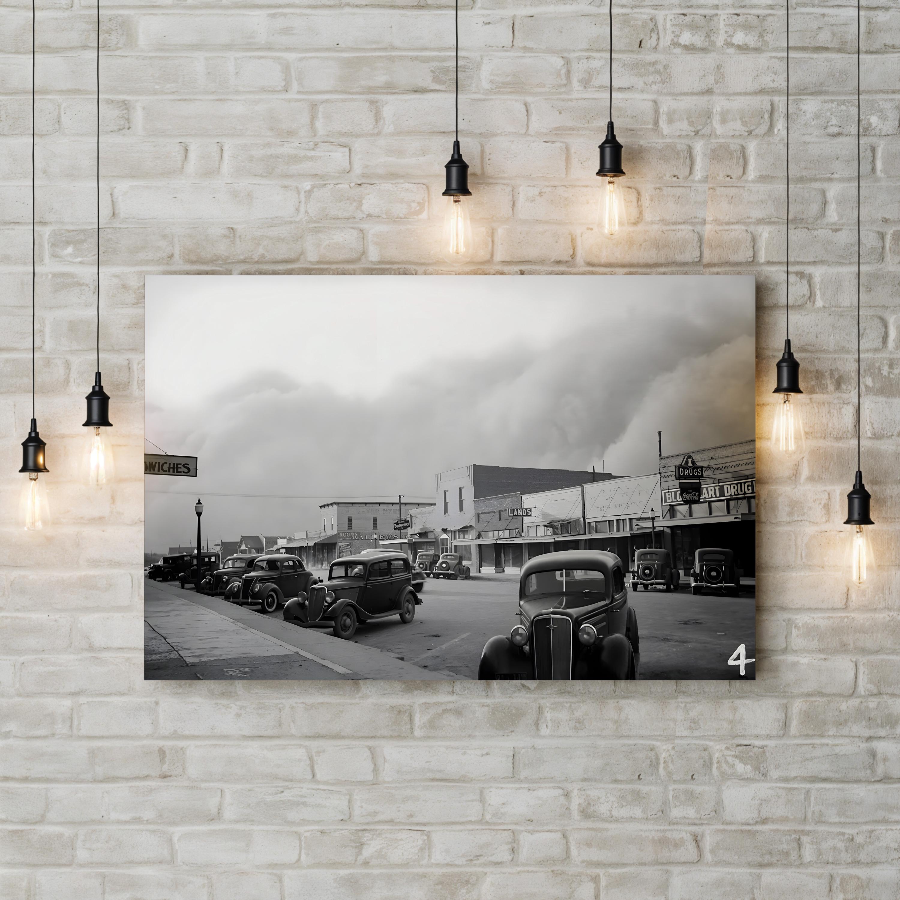 Dust Storm in Elkhart, Kansas, 1937 Wall Art – Vintage American Documentary Photography Canvas Print
