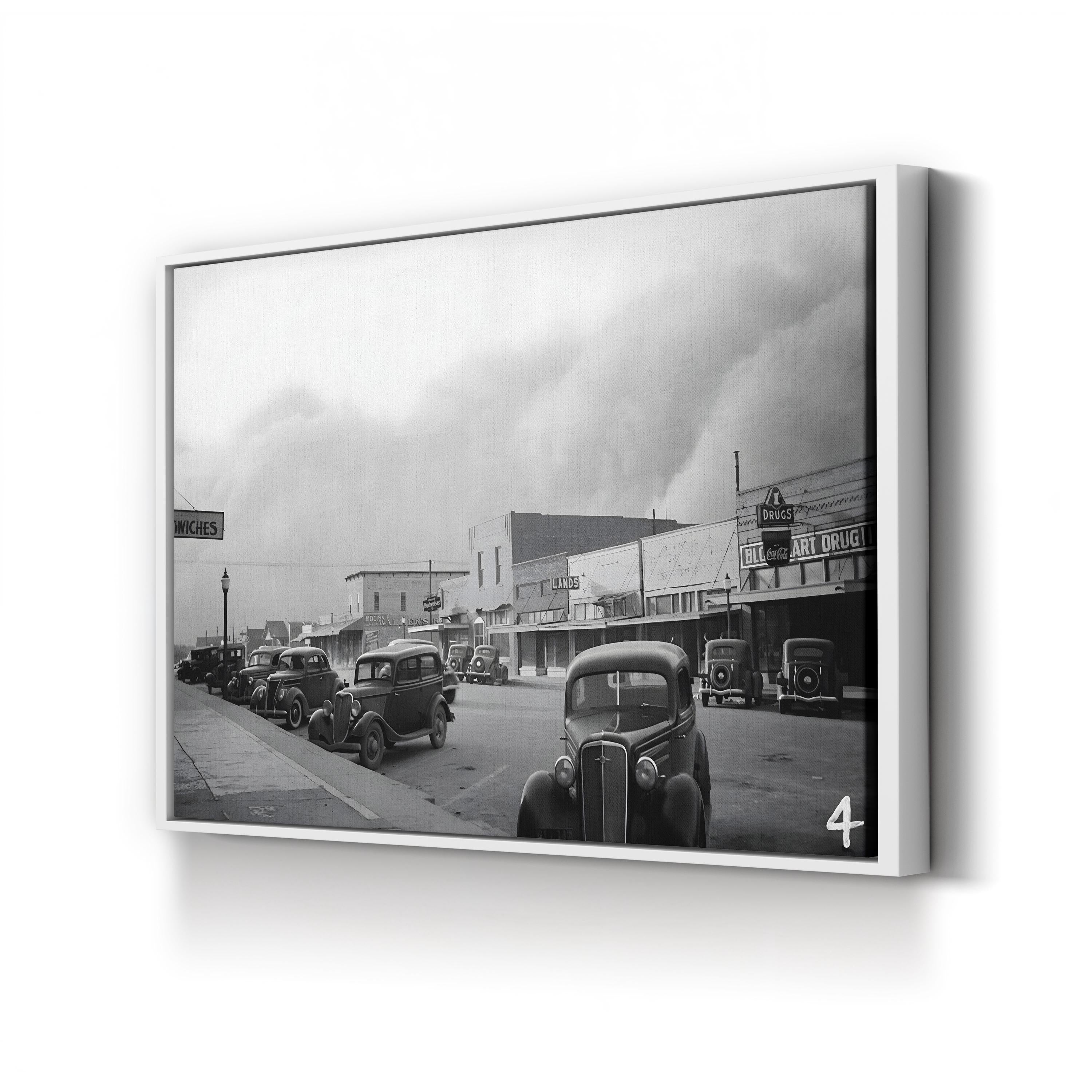 Dust Storm in Elkhart, Kansas, 1937 Wall Art – Vintage American Documentary Photography Canvas Print