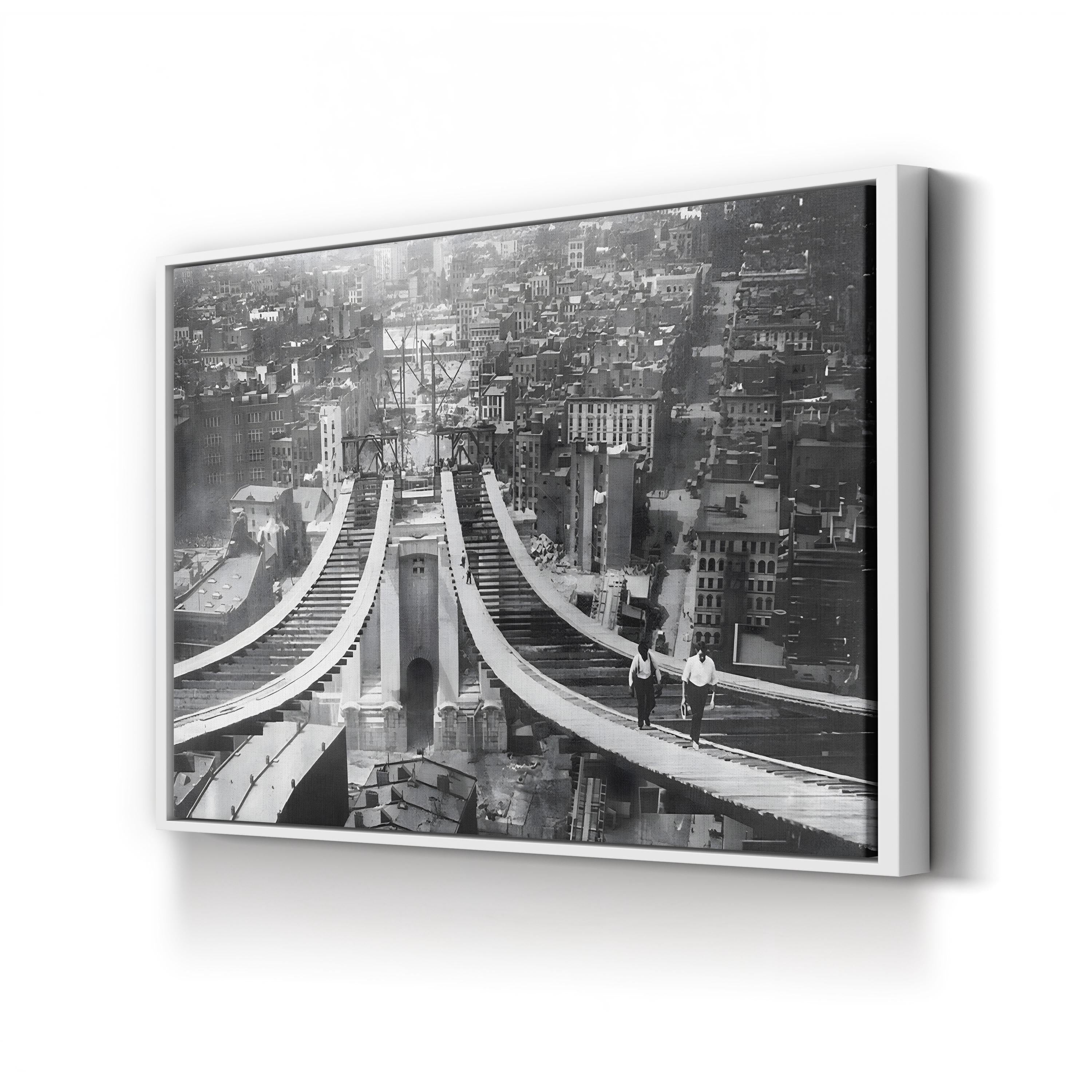 Footpaths of the Manhattan Bridge During Construction, New York, 1910 Wall Art