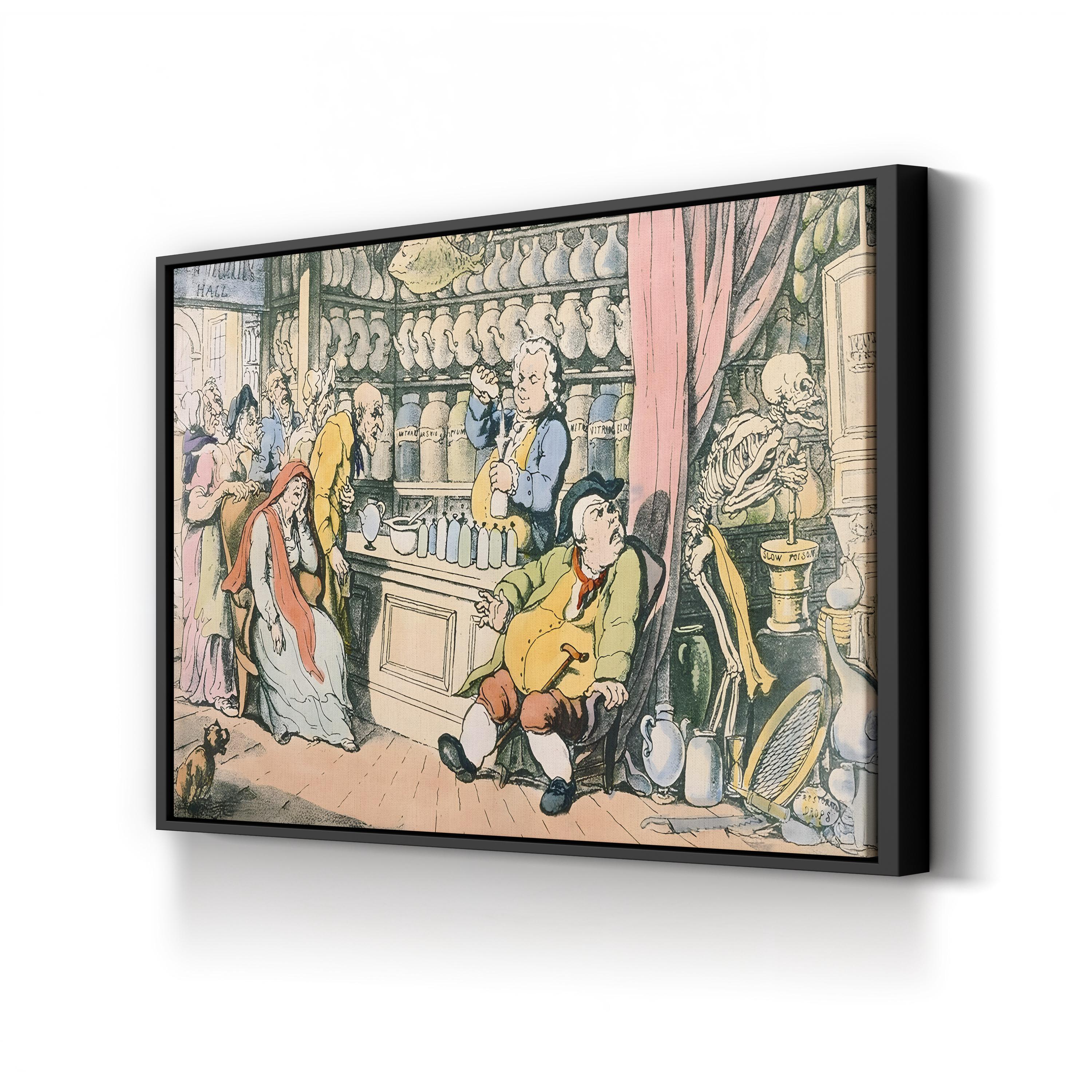 Antique Pub Scene Canvas Art Print: 18th Century Tavern Illustration