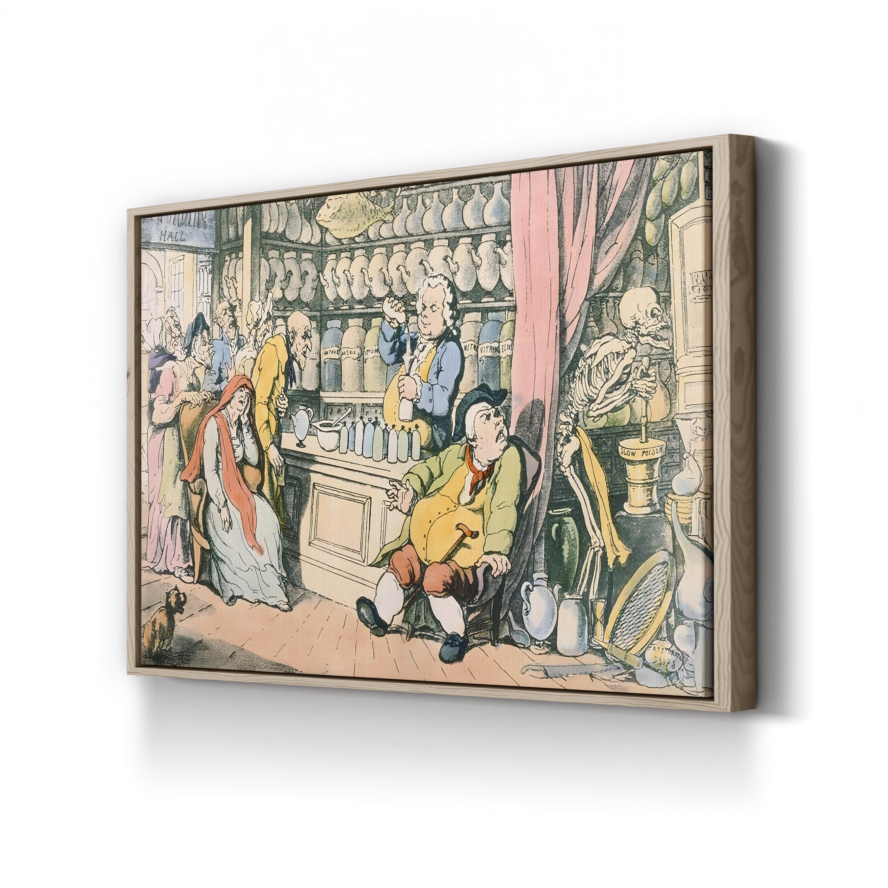 Antique Pub Scene Canvas Art Print: 18th Century Tavern Illustration