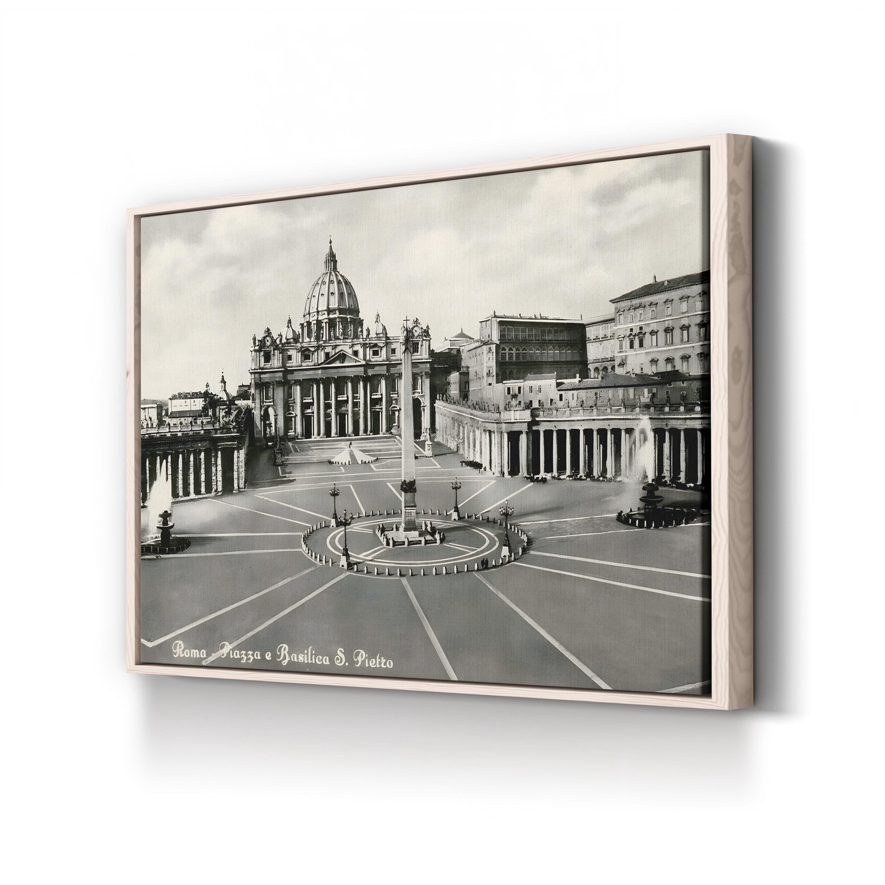 St. Peter’s Basilica, Vatican – Vintage Photography Wall Art | Black & White Canvas Print