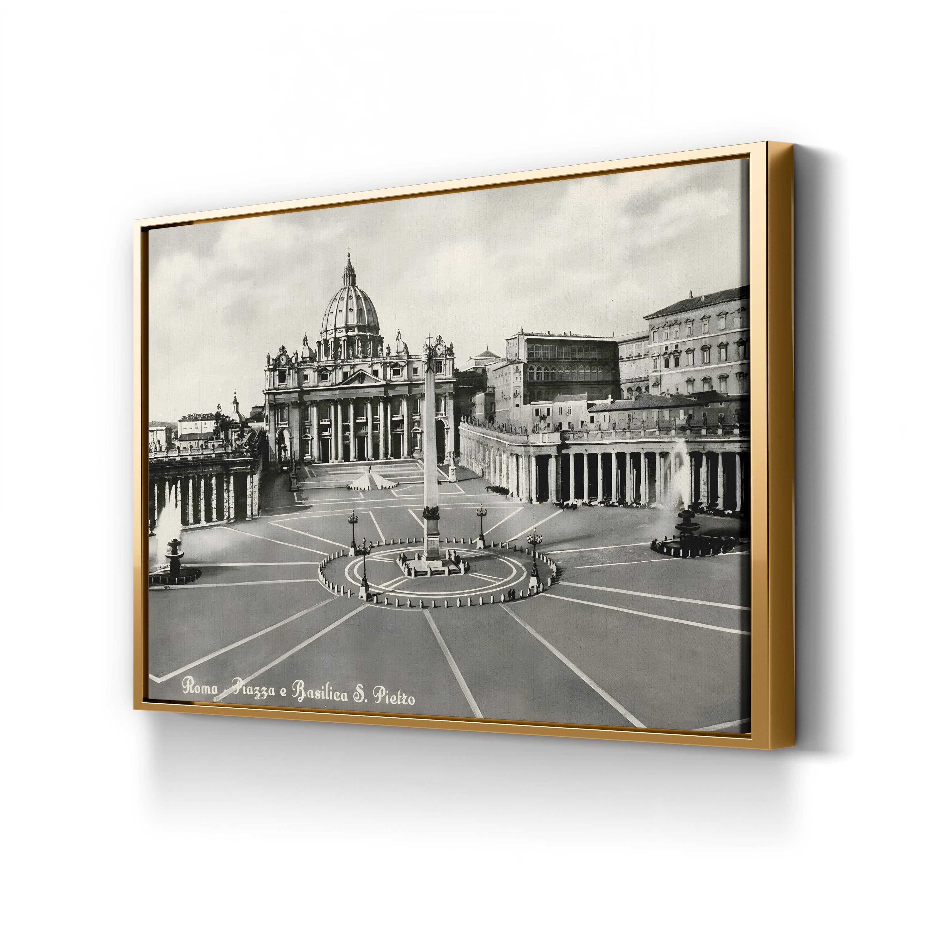 St. Peter’s Basilica, Vatican – Vintage Photography Wall Art | Black & White Canvas Print
