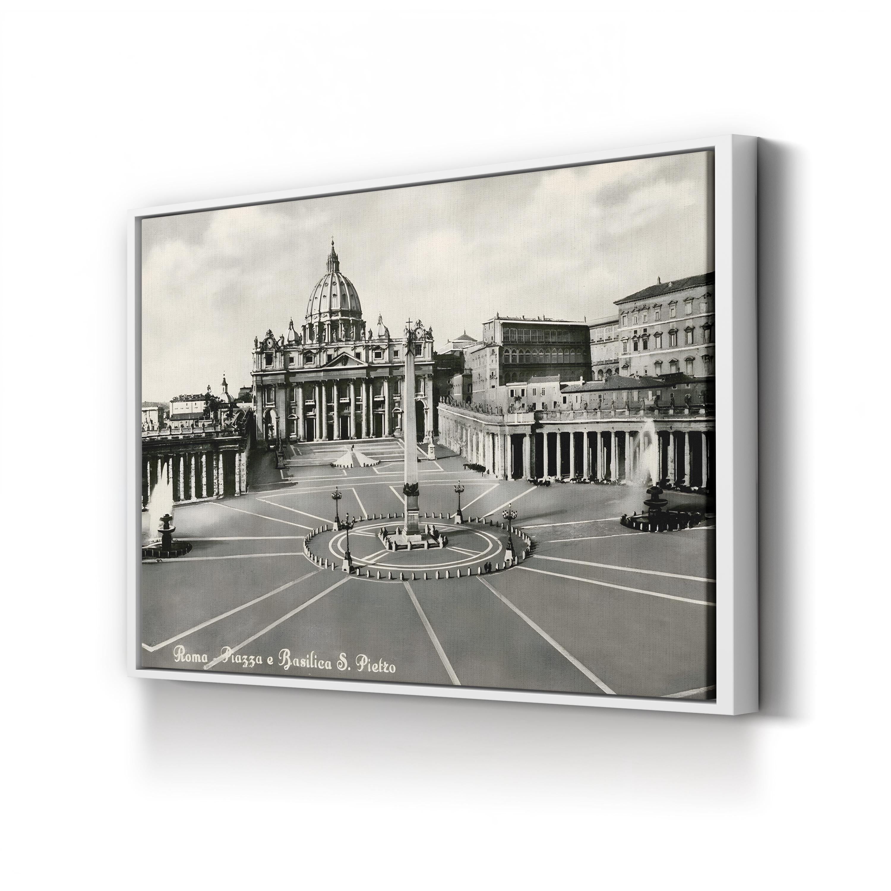 St. Peter’s Basilica, Vatican – Vintage Photography Wall Art | Black & White Canvas Print