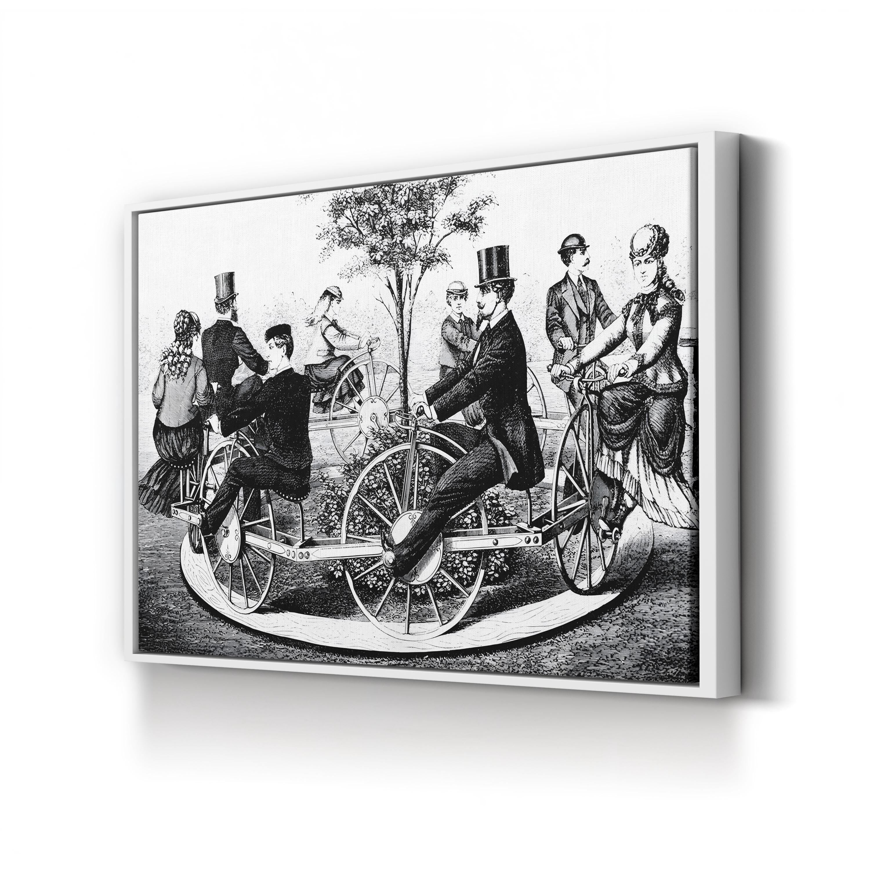 1869 Velocipede Bicycle canvas print in White frame
