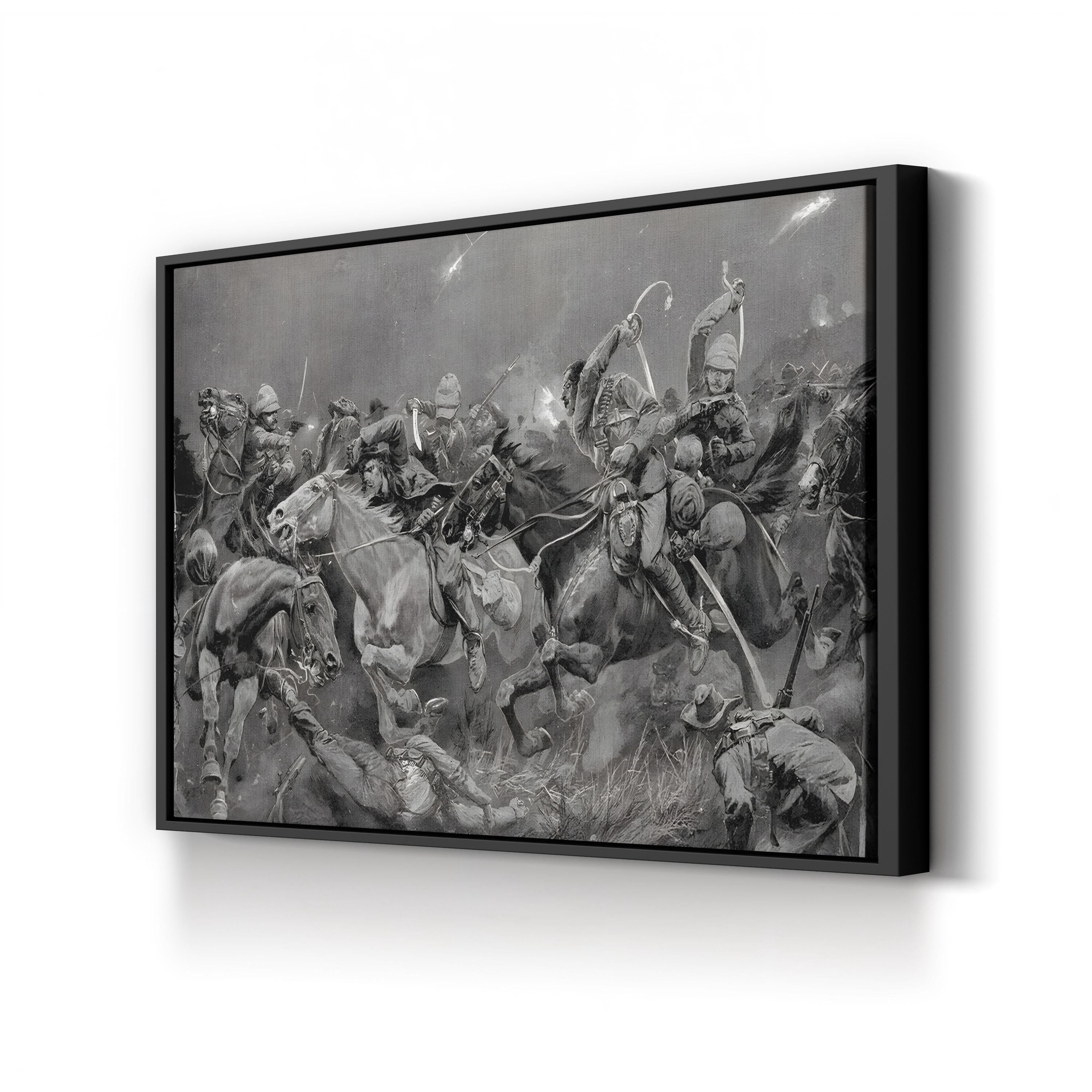 Royal Hussars Battle Charge, 1900 – Period Illustration Wall Art | Vintage Military Canvas Print