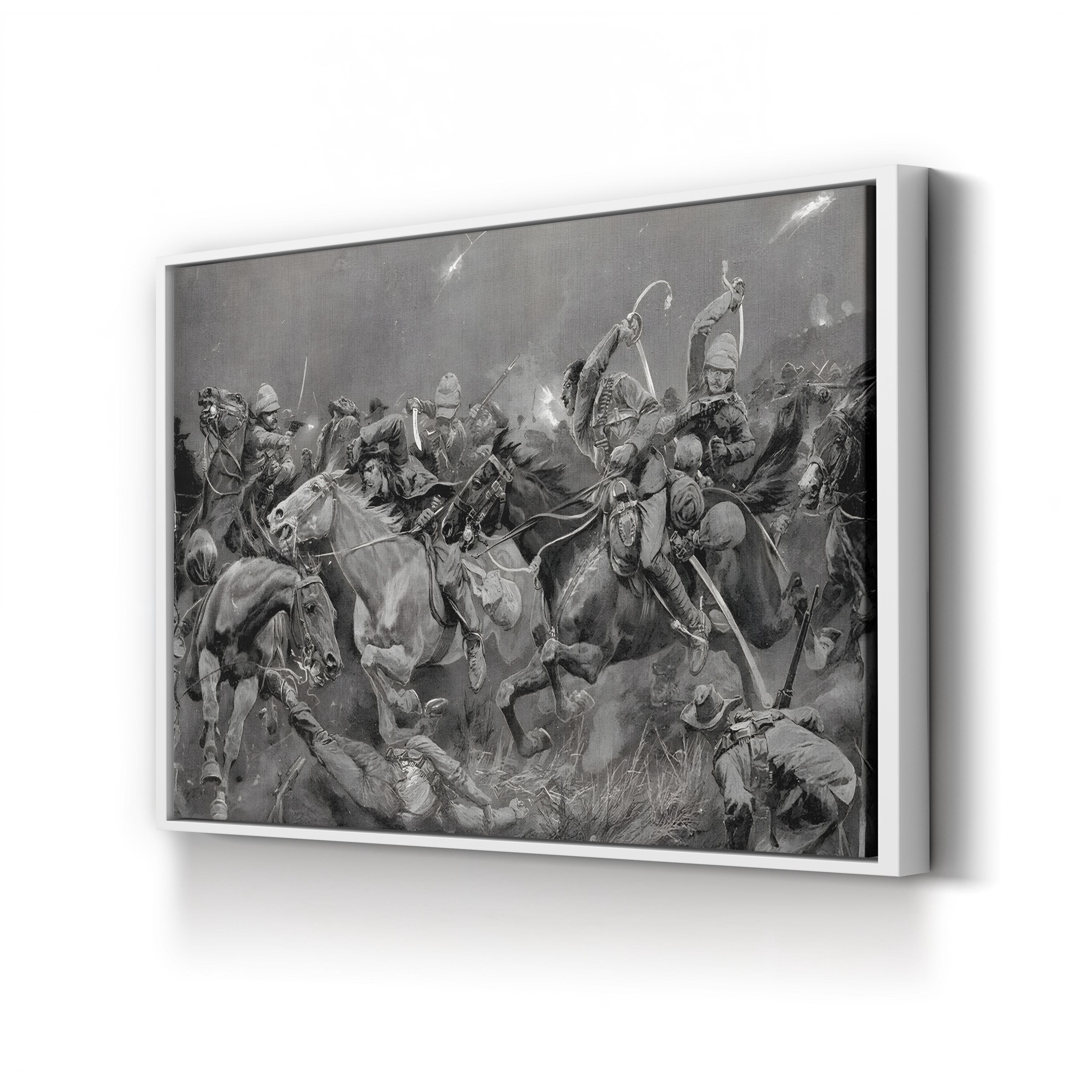 Royal Hussars Battle Charge, 1900 – Period Illustration Wall Art | Vintage Military Canvas Print
