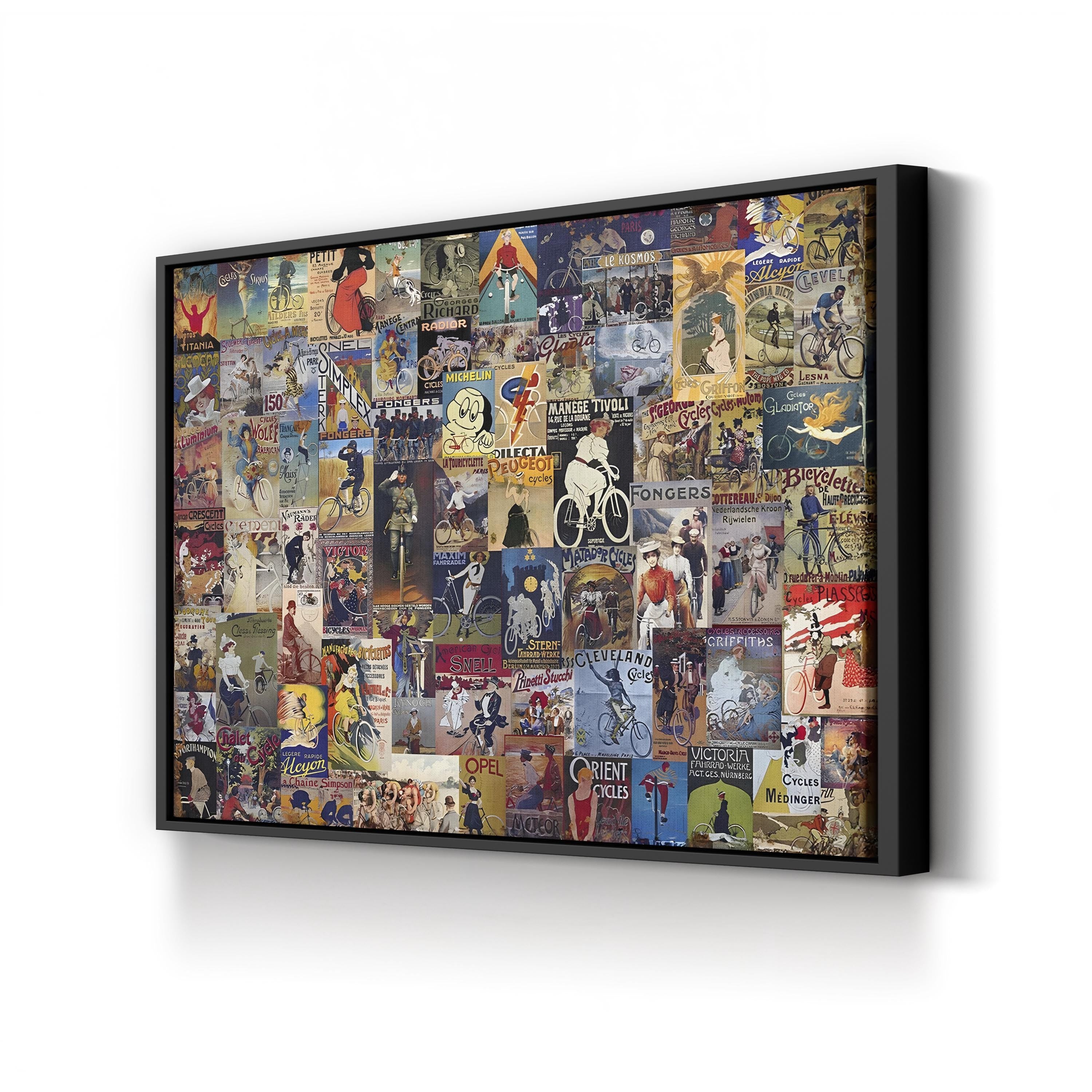 Vintage Bicycle Tour Canvas Print: 20th-Century Cycling Poster Collage