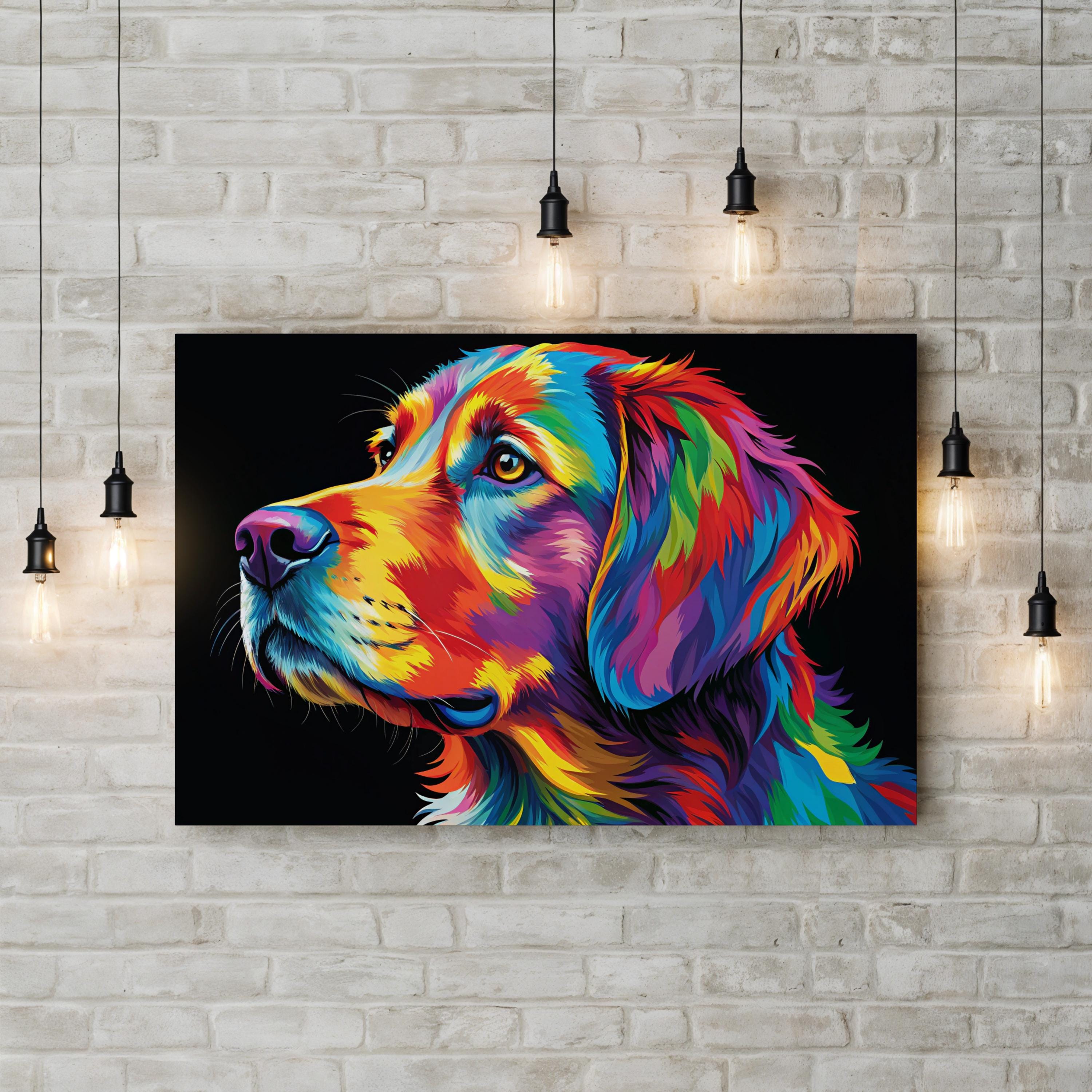 Colorful Dog Pop Art – Period Illustration Wall Art | Modern Pet Portrait Canvas Print