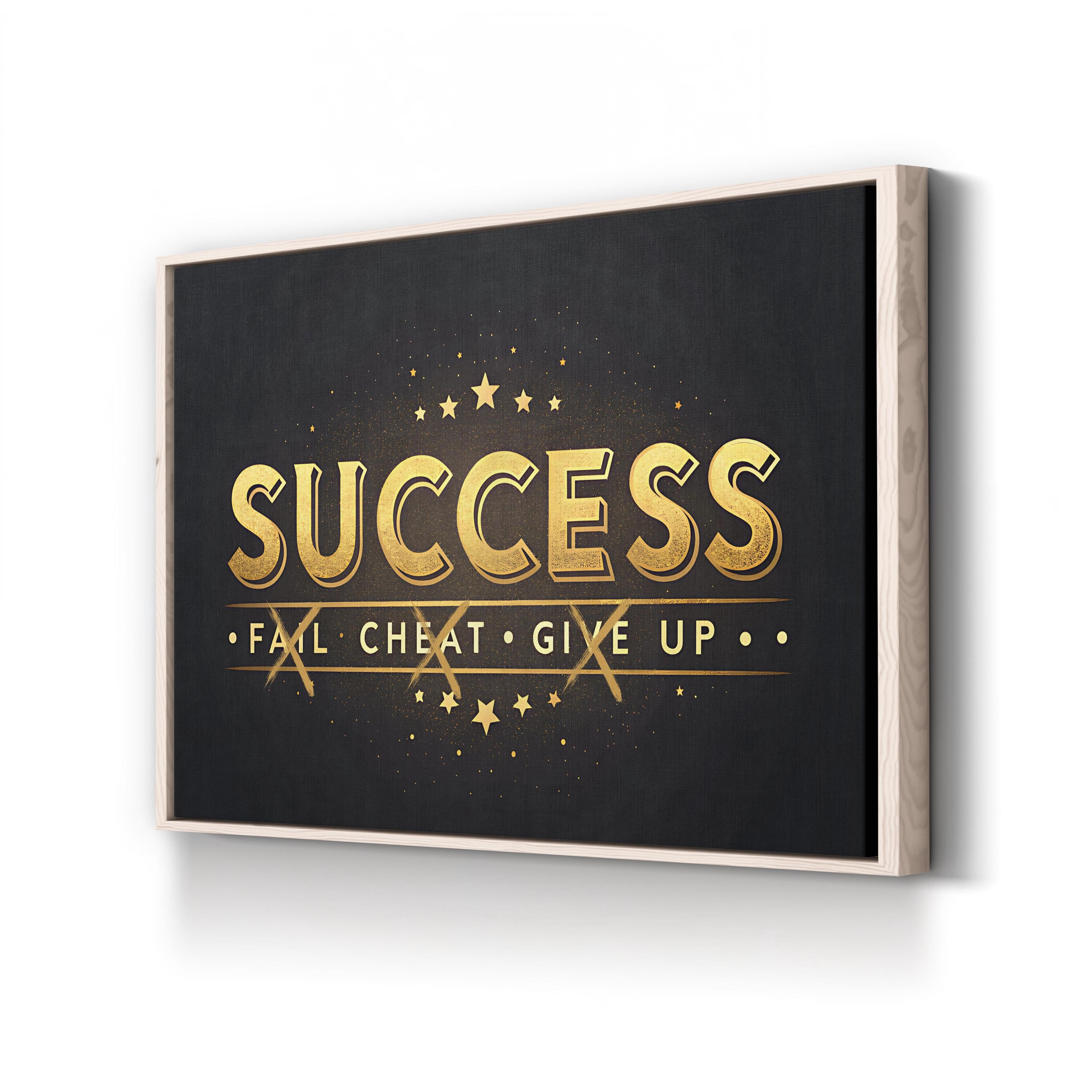 Success Motivational Canvas Wall Art | Modern Gold Typography Design