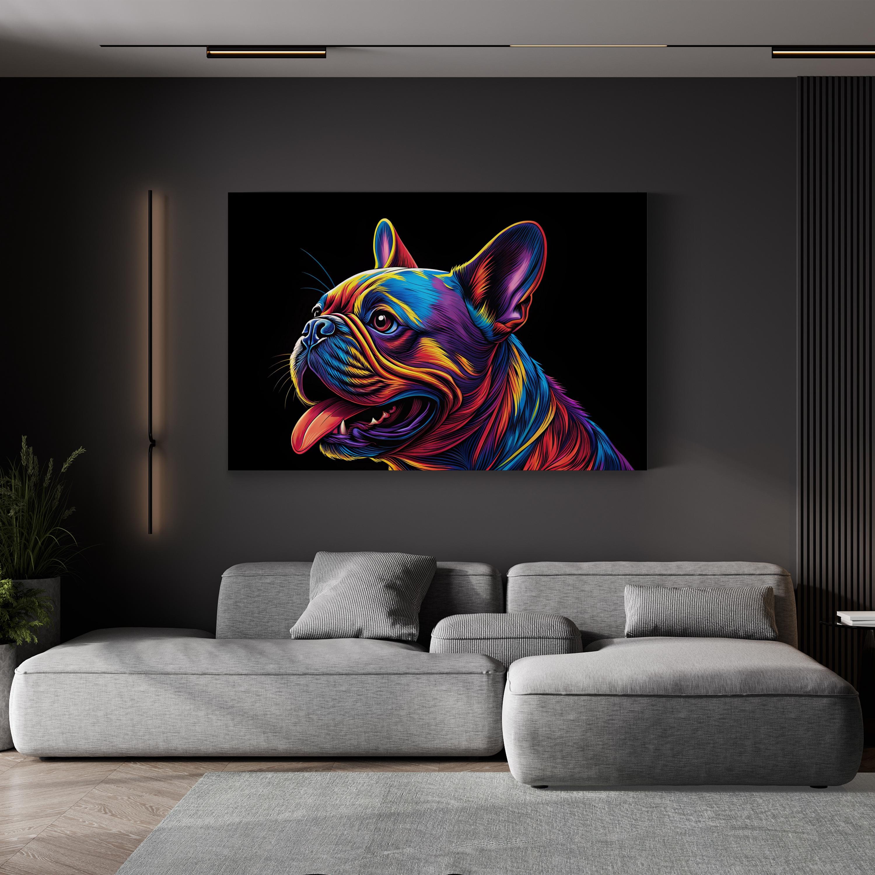 French Bulldog Pop Art Canvas Print – Colorful Abstract Dog Portrait Wall Art