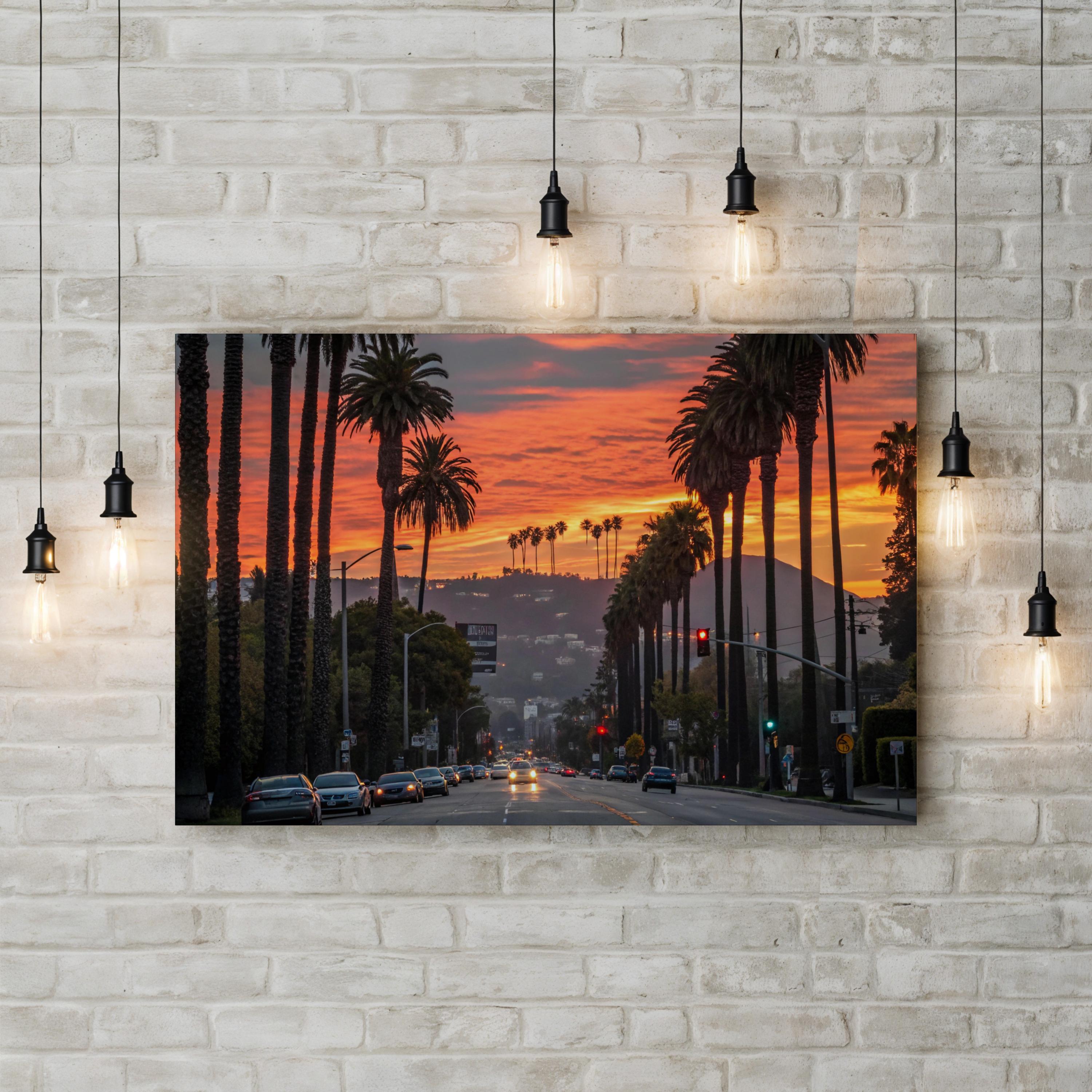 Hollywood Sunset Wall Art: Los Angeles Palm Trees Photography